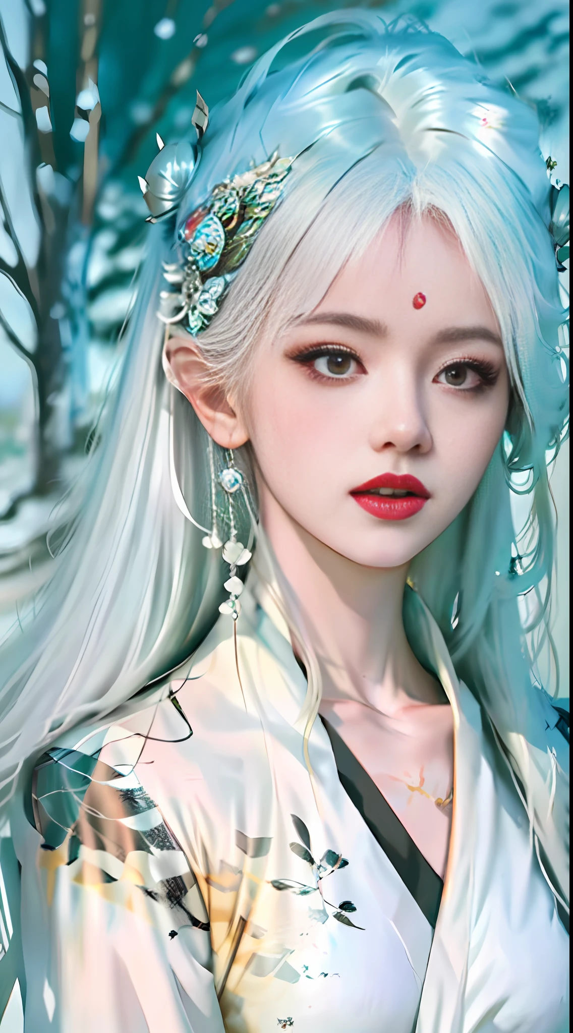 a close up of a woman with white hair and a white mask, beautiful character painting, guweiz, artwork in the style of guweiz, white haired deity, by Yang J, epic exquisite character art, stunning character art, by Fan Qi, by Wuzhun Shifan, guweiz on pixiv artstation