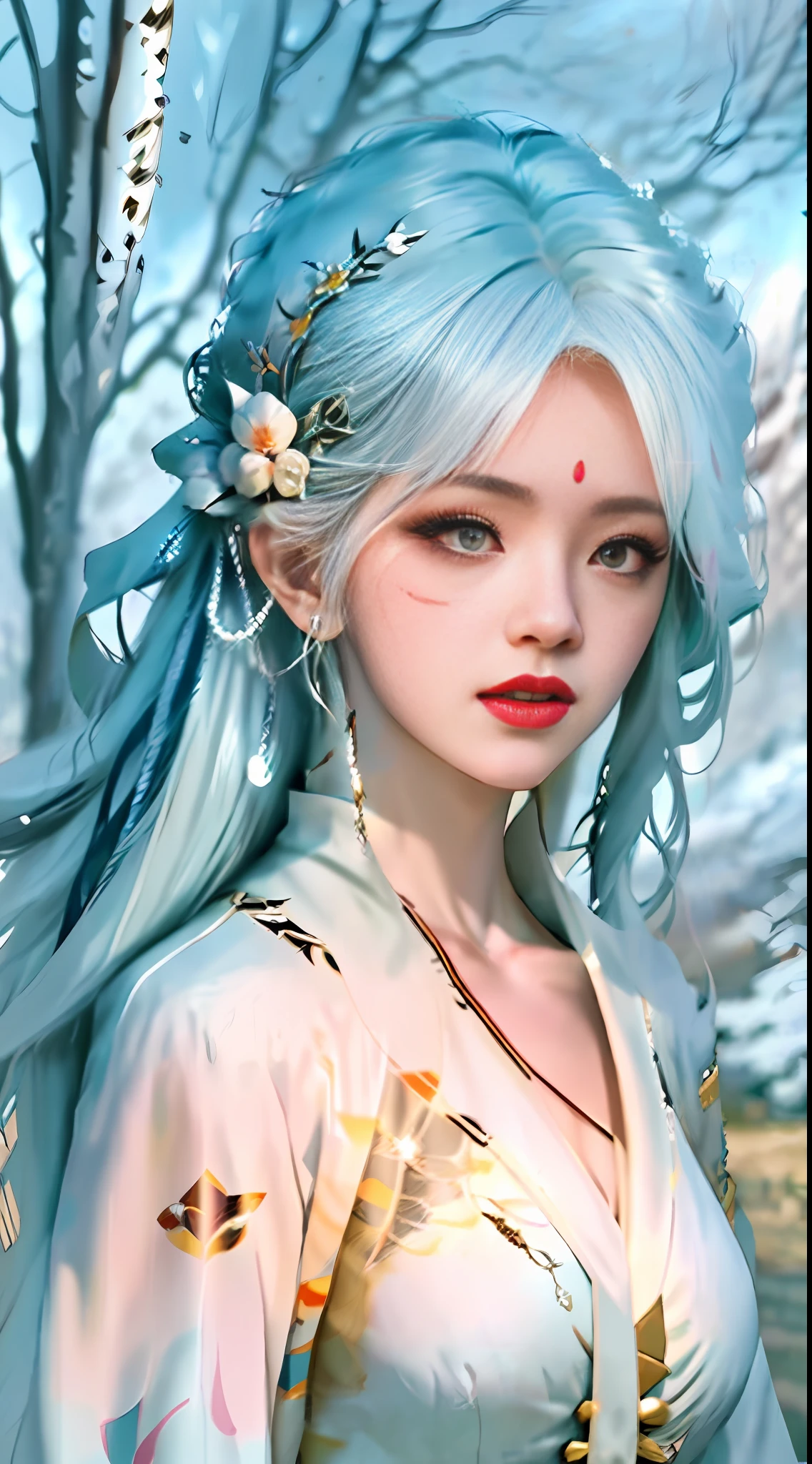 a close up of a woman with white hair and a white mask, beautiful character painting, guweiz, artwork in the style of guweiz, white haired deity, by Yang J, epic exquisite character art, stunning character art, by Fan Qi, by Wuzhun Shifan, guweiz on pixiv artstation