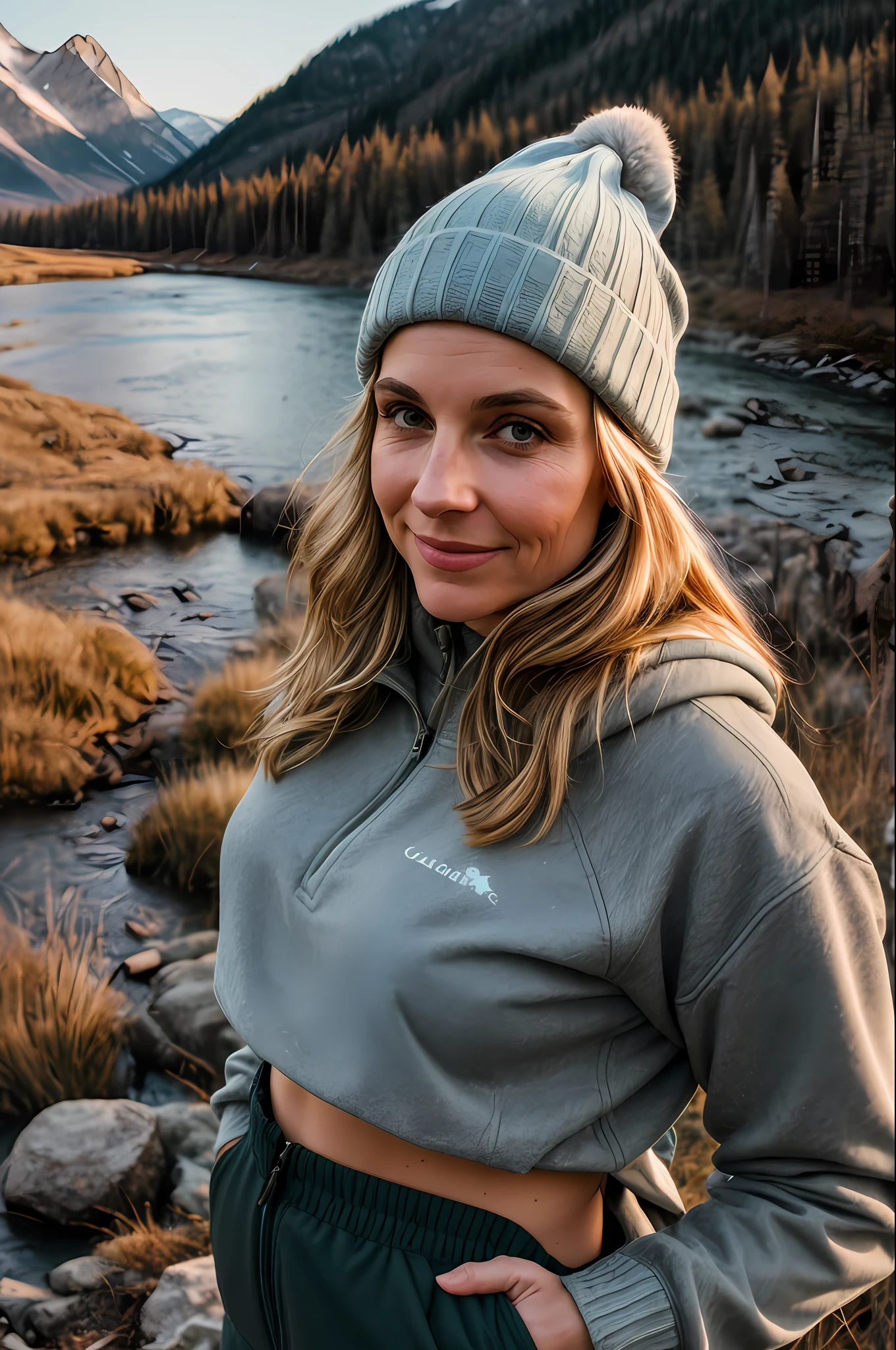 1 woman((upper body selfie, happy)), masterpiece, best quality, ultra-detailed, solo, outdoors, (night), mountains, nature, (stars, moon) cheerful, happy, backpack, sleeping bag, camping stove, water bottle, mountain boots, gloves, sweater, hat, ((midriff exposed)), flashlight, forest, rocks, river, wood, smoke, shadows, contrast, clear sky, analog style (look at viewer:1.2) (skin texture) (film grain:1.3), (warm hue, warm tone)
:1.2), close up, cinematic light, sidelighting, ultra high res, best shadow, RAW, upper body, old man, wearing pullover
