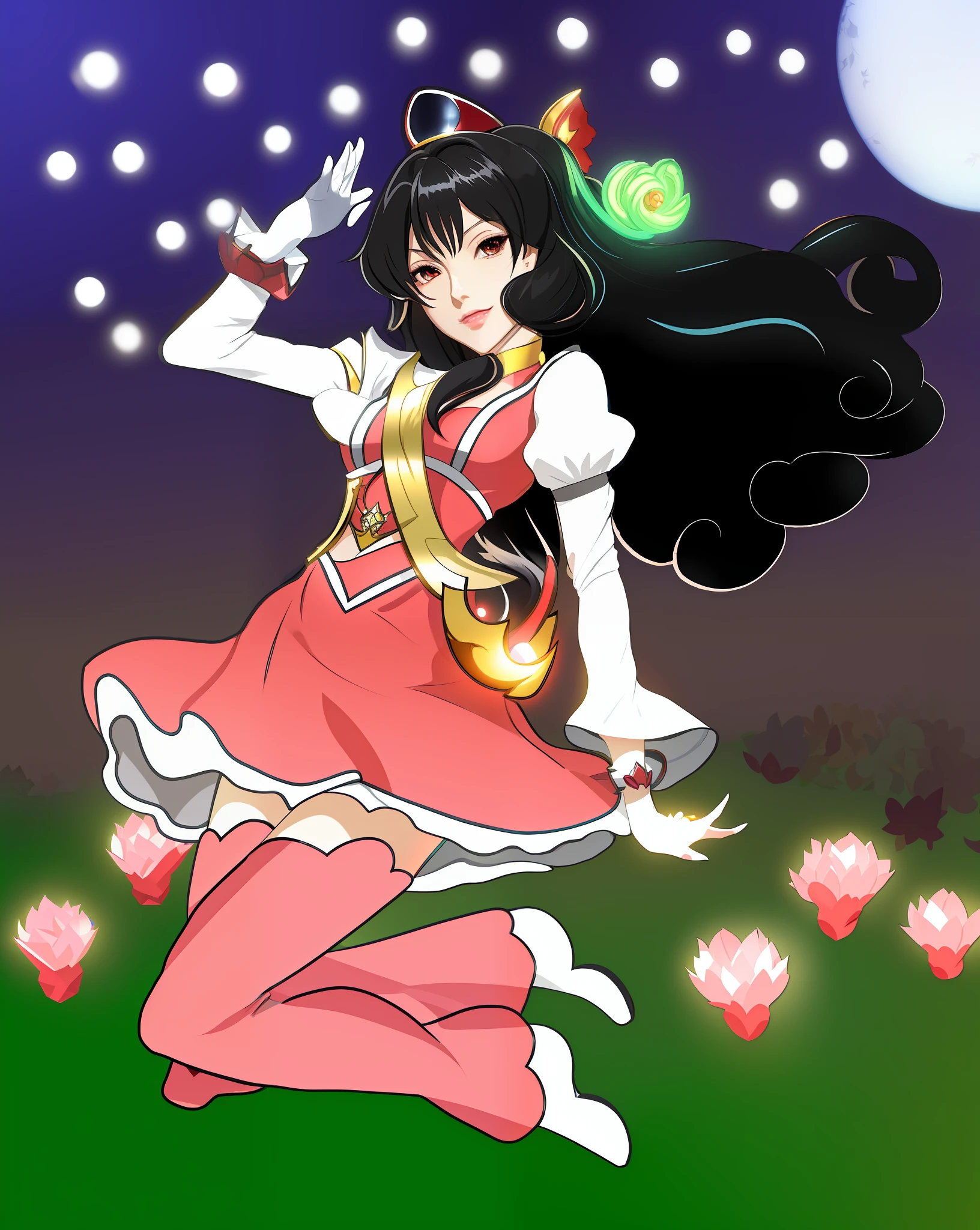 A close-up of a woman in a red dress with long hair, beautiful and attractive anime woman,((a beautiful fantasy empress)), seductive anime girl, beautiful anime woman, glamorous Tifa lockheart, beautiful avatar images, Mai shiranui, lady in red armor, Tifa, (lingerie: 1.2), photoreal, upon_body, tyndall effect, photorealistic, dark studio,  edge lighting, two-tone lighting, (high detail skin: 1.2), 8k UHD, DSLR, soft lighting, high quality, volumetric lighting, candida, photography, high resolution, 4k, 8k, Bokeh, detail more background and hands