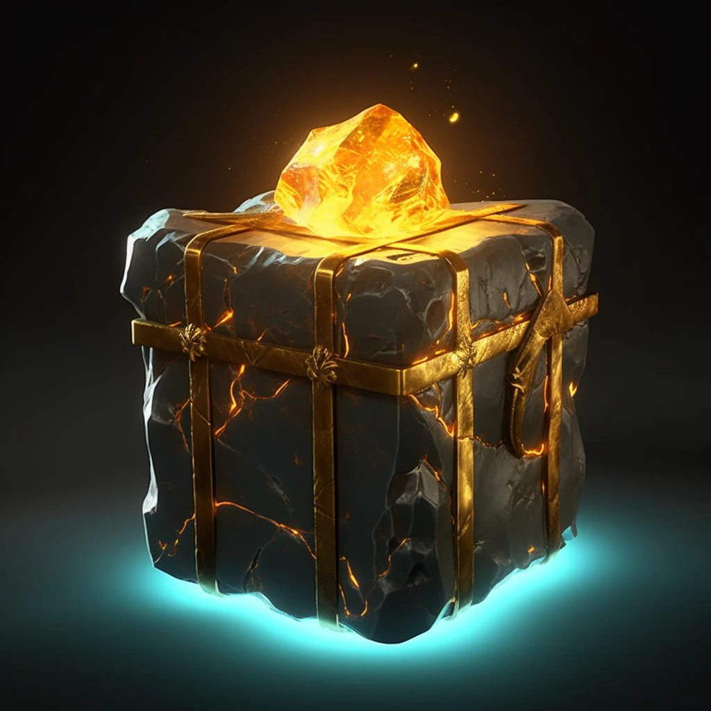 Ore gift box, glowing ore, game props