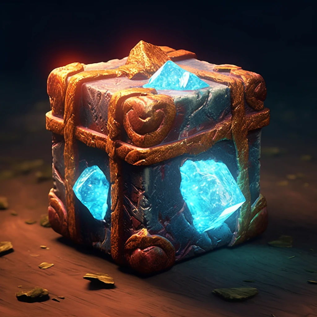 Ore gift box, glowing ore, game props