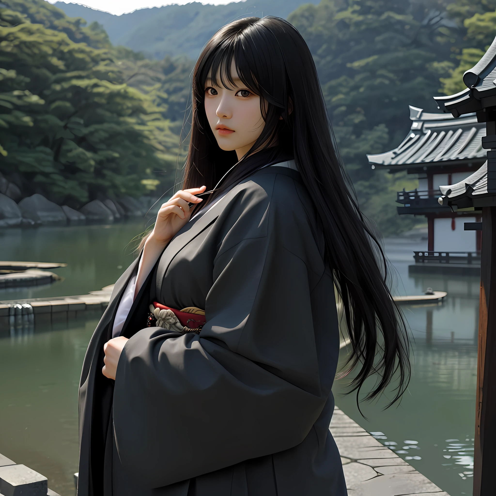 beauty, Japan, big, realistic, black hair, dark eyes,