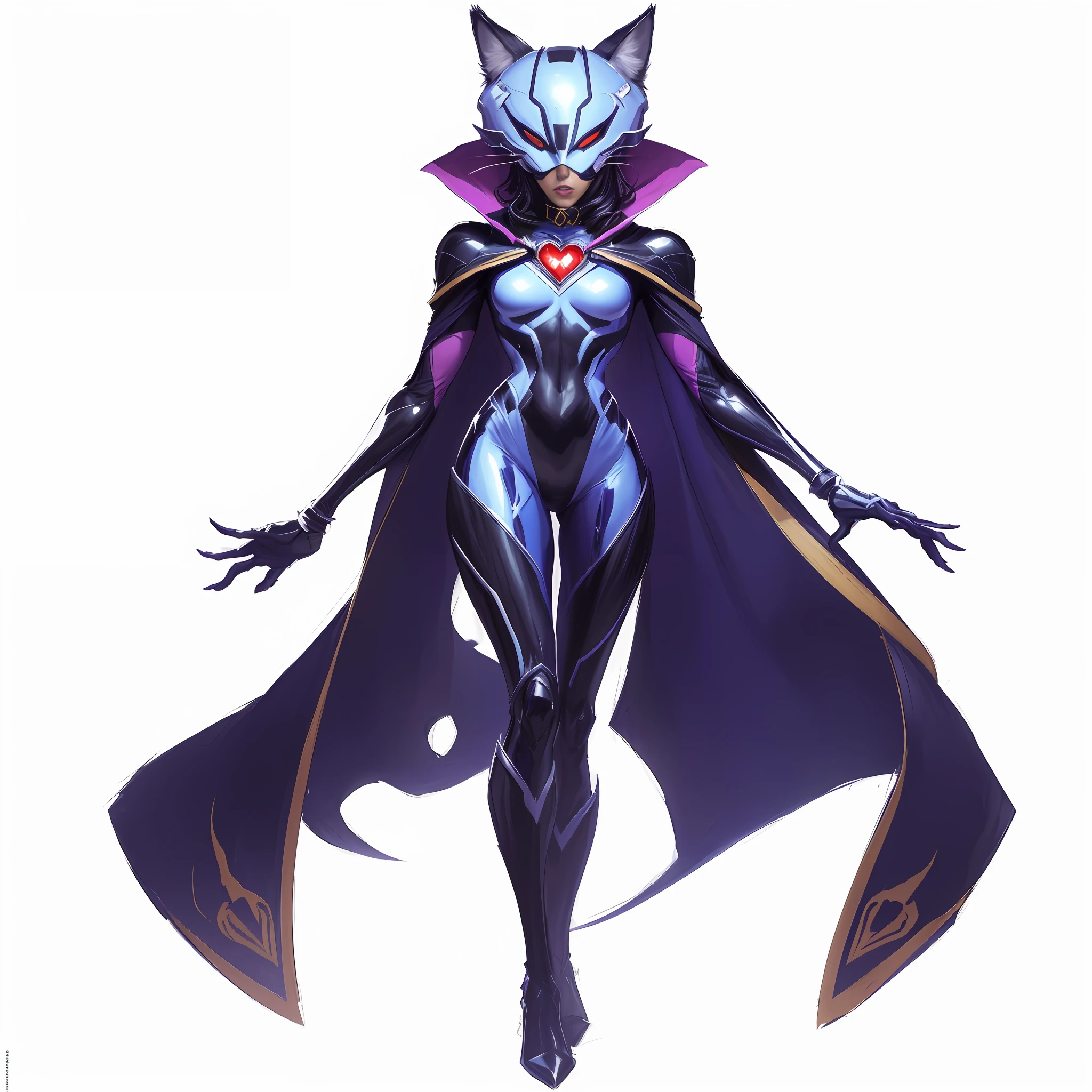 Close-up of a man in a cat helmet costume, 90s comic book character design, Krentz Kusart and ArtGerm, beautiful full-body concept art, female magician, Stanley Teger Liu, style Ivan Talavera and ArtGerm, comic book character design, inspired by Ryan Stegman, Black Fox Mage, standing painting, 8k, realism, best quality, masterpiece, high resolution, (8k, RAW photo, best quality, masterpiece: 1.2), (realism, Photo fidelity: 1.37),