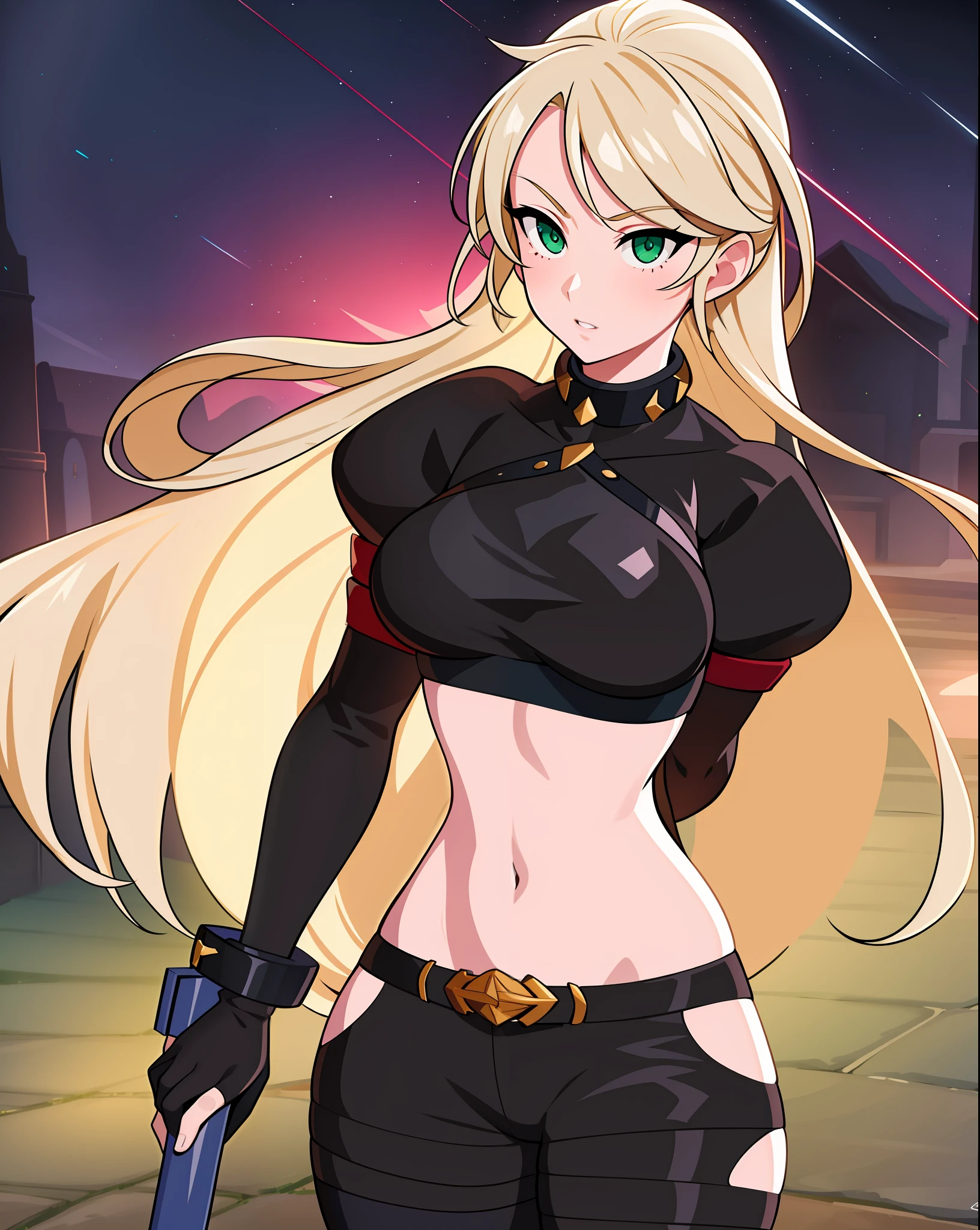 1girl, roxy, 7ds, in a sexy suit, looking to the wiever, upper body, shy, blonde, green eyes (masterpiece), beautiful, best quality, extremely detailed, perfect lighting, highres, 4k, intricate details, fighting arena, (masterpiece), beautiful, best quality, extremely detailed, perfect lighting, highres, 4k, intricate details,