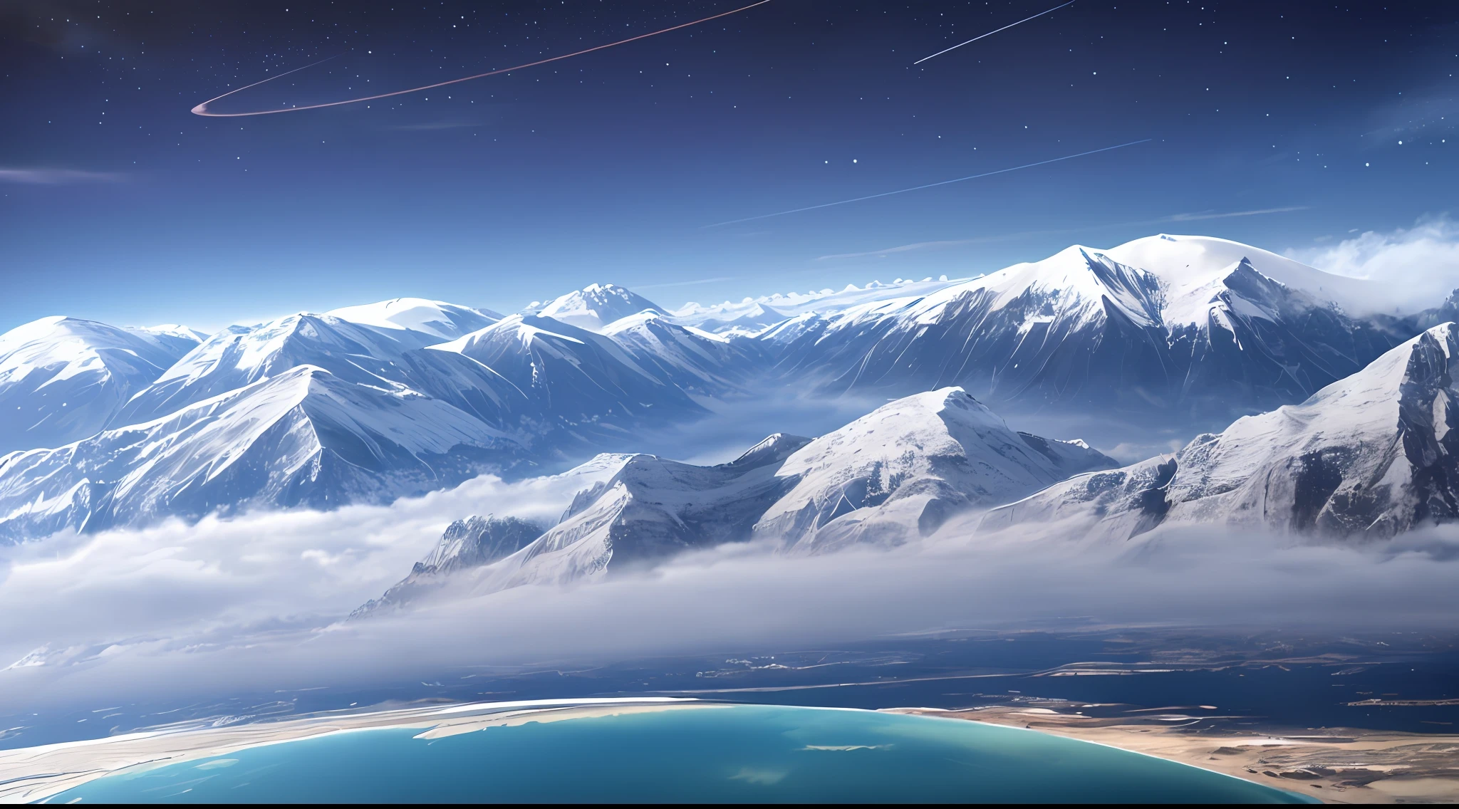 mountains and a river in the foreground with a planet in the distance, forest pink fog planet, landscape wallpaper, planet landscape, 4 k hd illustrative wallpaper, landscape of an alien world, scenery wallpaper aesthetic, 4 k hd wallpaper illustration, 8k hd wallpaper digital art, 8k wallpaper, 8 k wallpaper, anime landscape wallpaper, background art, vaporwave wallpaper environment
