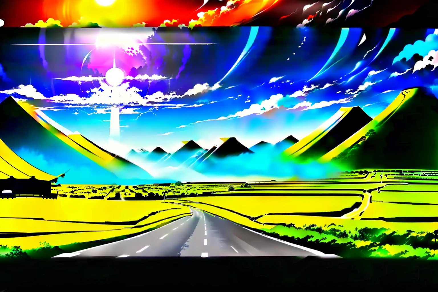 Time travel and parallel world-themed landscapes, YouTube channel banner images, anime、--ar9:5