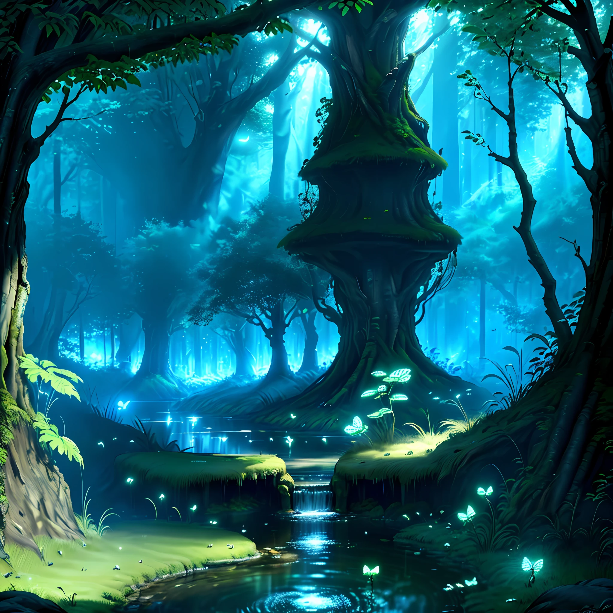 Masterpiece, better quality, (highly detailed CG Unity 8k wallpapers), (better quality), (best illustrations), (best shadows), forest theme with natural elements. Large trees, calm streams, small bright mushrooms, surrounded by delicate leaves and branches, with fireflies and effects of light particles,, (natural elements), (jungle theme), (leaves), (branches), (fireflies), butterflies, (delicate leaves), (glow), (particle effects). , isometric 3D, Octane rendering, ray tracing, super detailed