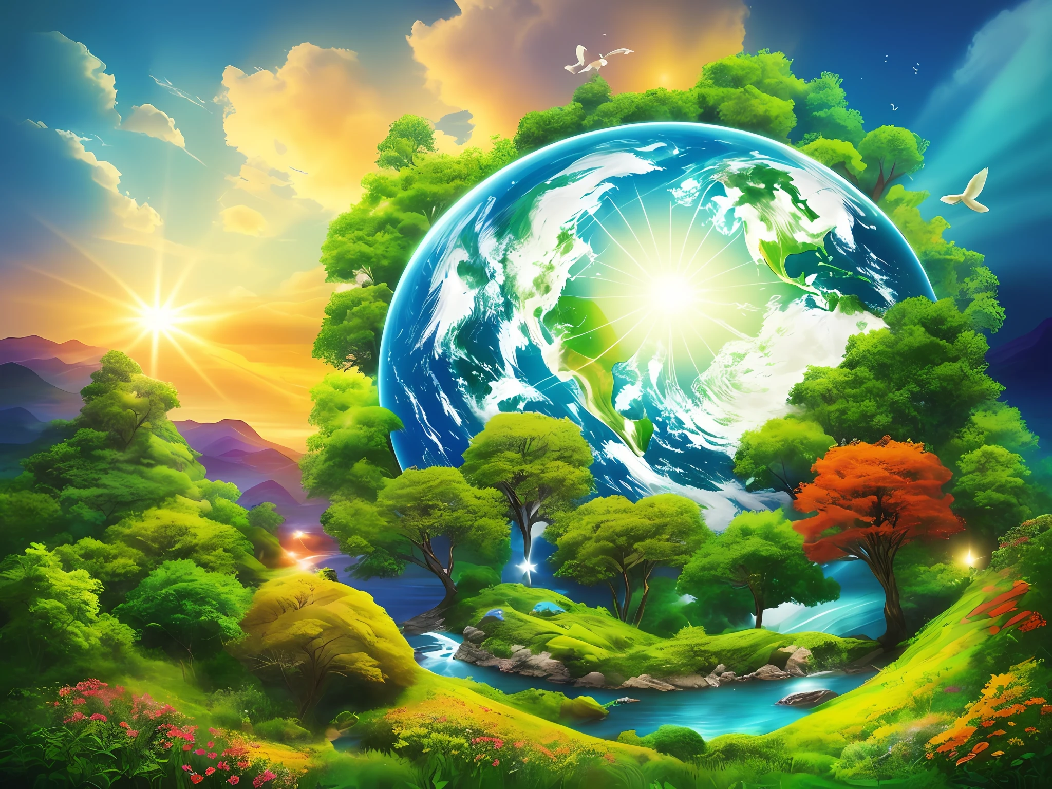 Celebrate Earth Day with a beautiful and powerful poster design. Showcase the beauty and fragility of our planet with vibrant colors, gorgeous landscapes, and inspiring messages. Incorporate symbols of environmental protection, such as trees, flowers, and animals, to create a truly impactful and meaningful tribute to our shared home.