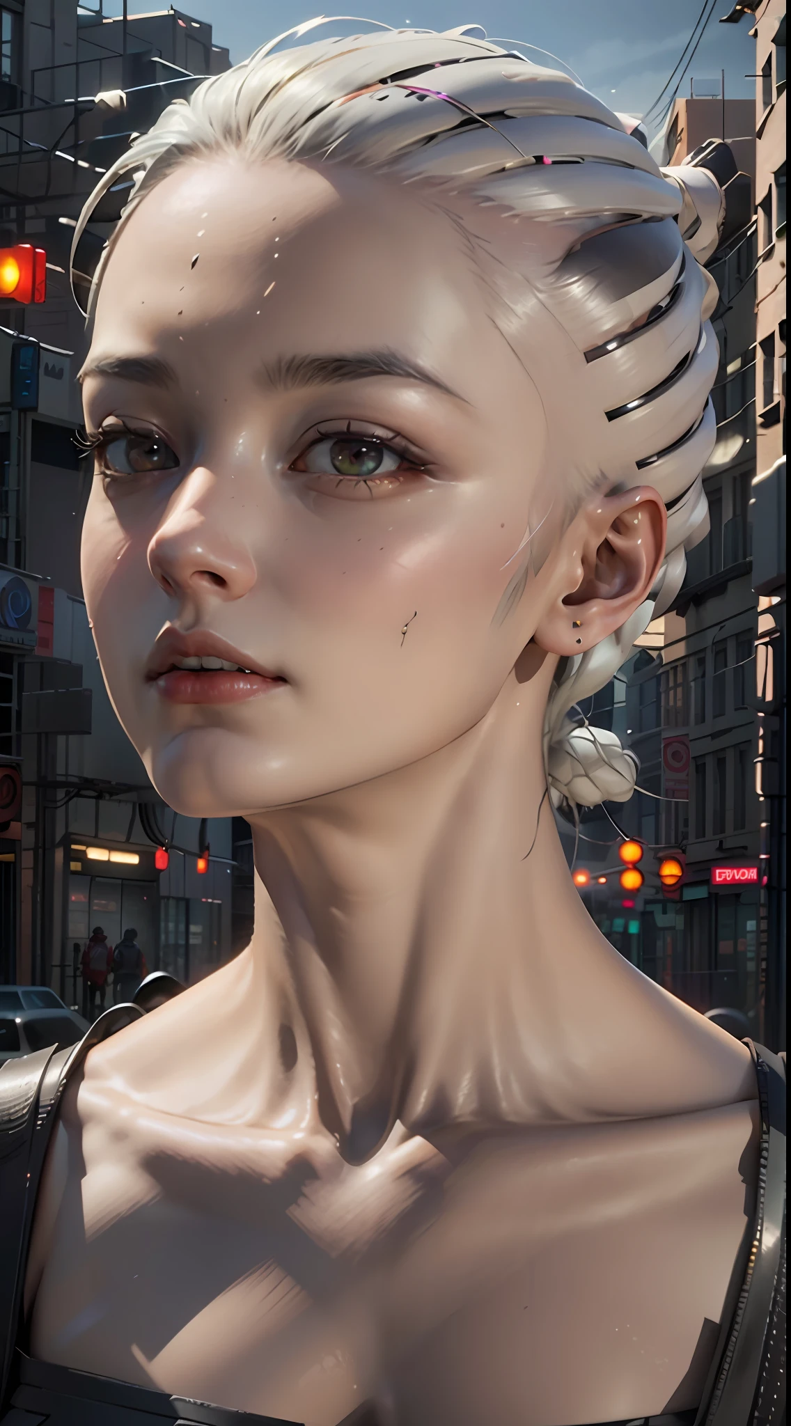 ((Best quality)), ((masterpiece)), (detailed:1.4), 3D, an image of a beautiful cyberpunk female,HDR (High Dynamic Range),Ray Tracing,NVIDIA RTX,Super-Resolution,Unreal 5,Subsurface scattering,PBR Texturing,Post-processing,Anisotropic Filtering,Depth-of-field,Maximum clarity and sharpness,Multi-layered textures,Albedo and Specular maps,Surface shading,Accurate simulation of light-material interaction,Perfect proportions,Octane Render,Two-tone lighting,Wide aperture,Low ISO,White balance,Rule of thirds,8K RAW,