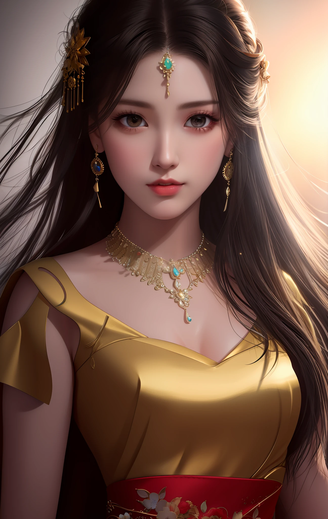 best quality, masterpiece, highres, 1girl,china dress,hair ornament,necklace, jewelry,Beautiful face,upon_body, tyndall effect,photorealistic, dark studio, rim lighting, two tone lighting,(high detailed skin:1.2), 8k uhd, dslr, soft lighting, high quality, volumetric lighting, candid, Photograph, high resolution, 4k, 8k, Bokeh