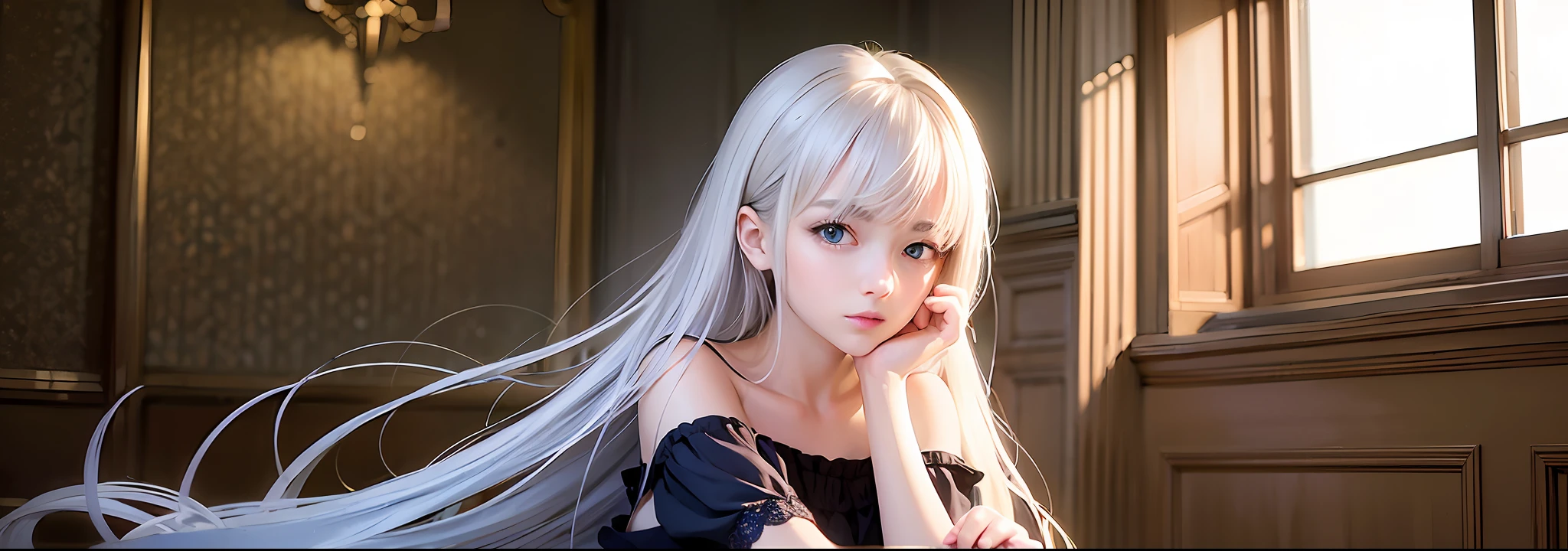 ((masterpiece, top quality, super definition, high definition)), solo, beautiful girl, shining eyes, perfect eyes, , silver theme,