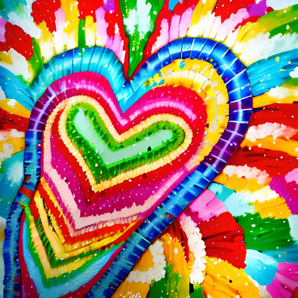 Mosaic in 12 parts that forms 1 heart and each part of the mosaic is a different art style