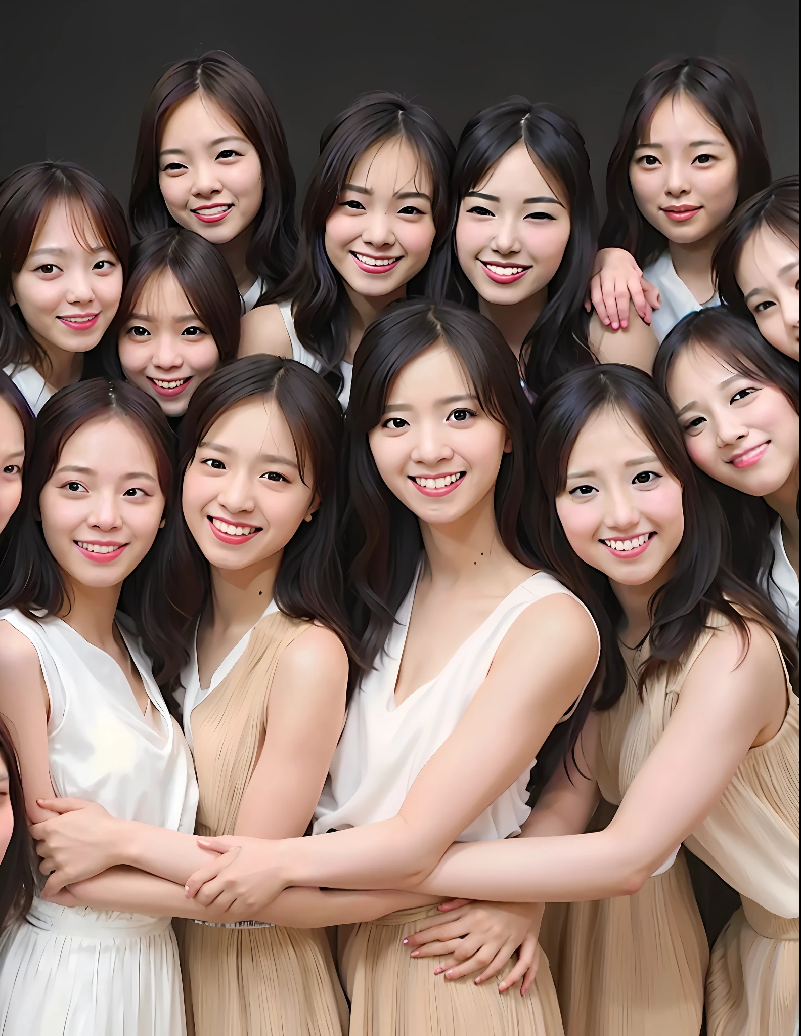arafed group of women in dresses posing for a picture, portrait of female korean idol, portrait of kpop idol, jaeyeon nam, asian women, korean face features, beautiful young korean woman, twice, asian features, in girls generation, beautiful south korean woman, gorgeous young korean woman, young adorable korean face, popular south korean makeup, korean symmetrical face