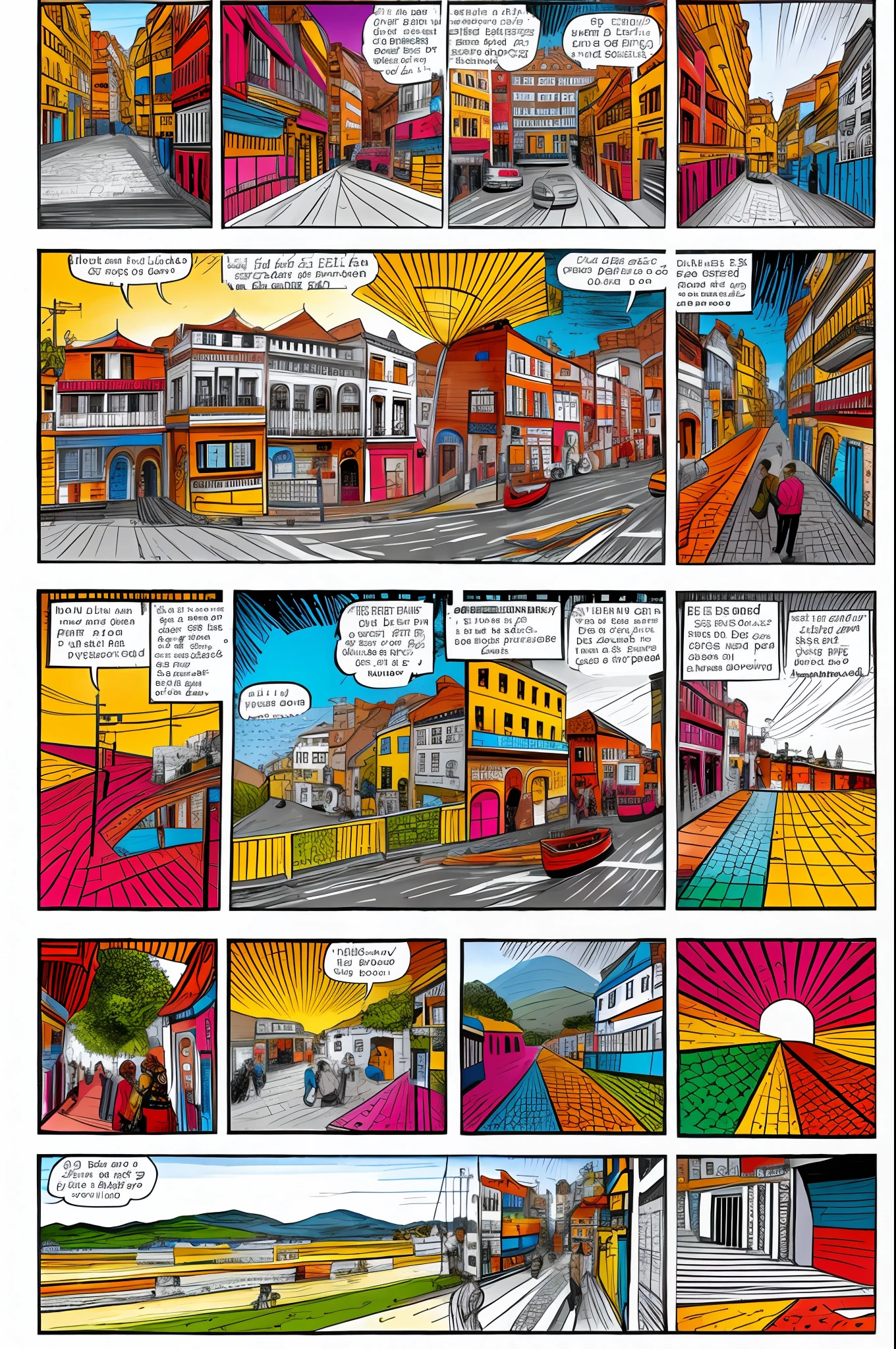 Create a colorful comic with Spanish lines