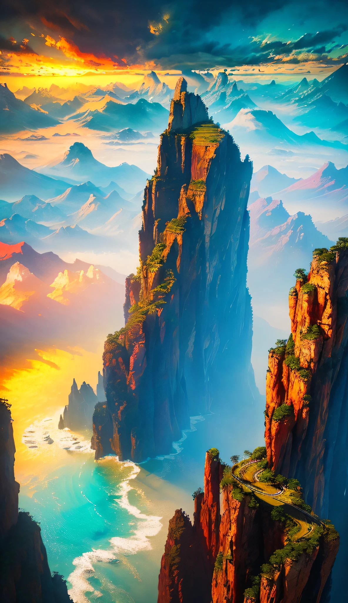 ((masterpiece)), (((best quality))), ((ultra-detailed)), (Amazing:1.1), beautiful, nature, sky and ground, heavy wind, windsweeped, line cloud,Light shoot from the cloud, in a lush remote folige jungle with jungle wildlife and fauna, award winning photo, BLN-L24, Exposure,High Contrast,Low Saturation,High Saturation 8k 3D, F 2.8 lens, Aerial View, Cinematic lighting