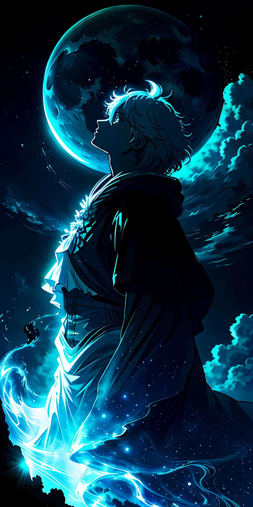 Moonlight, clouds, comet, Ghibli style, masterpiece, 8k, low contrast, colorful