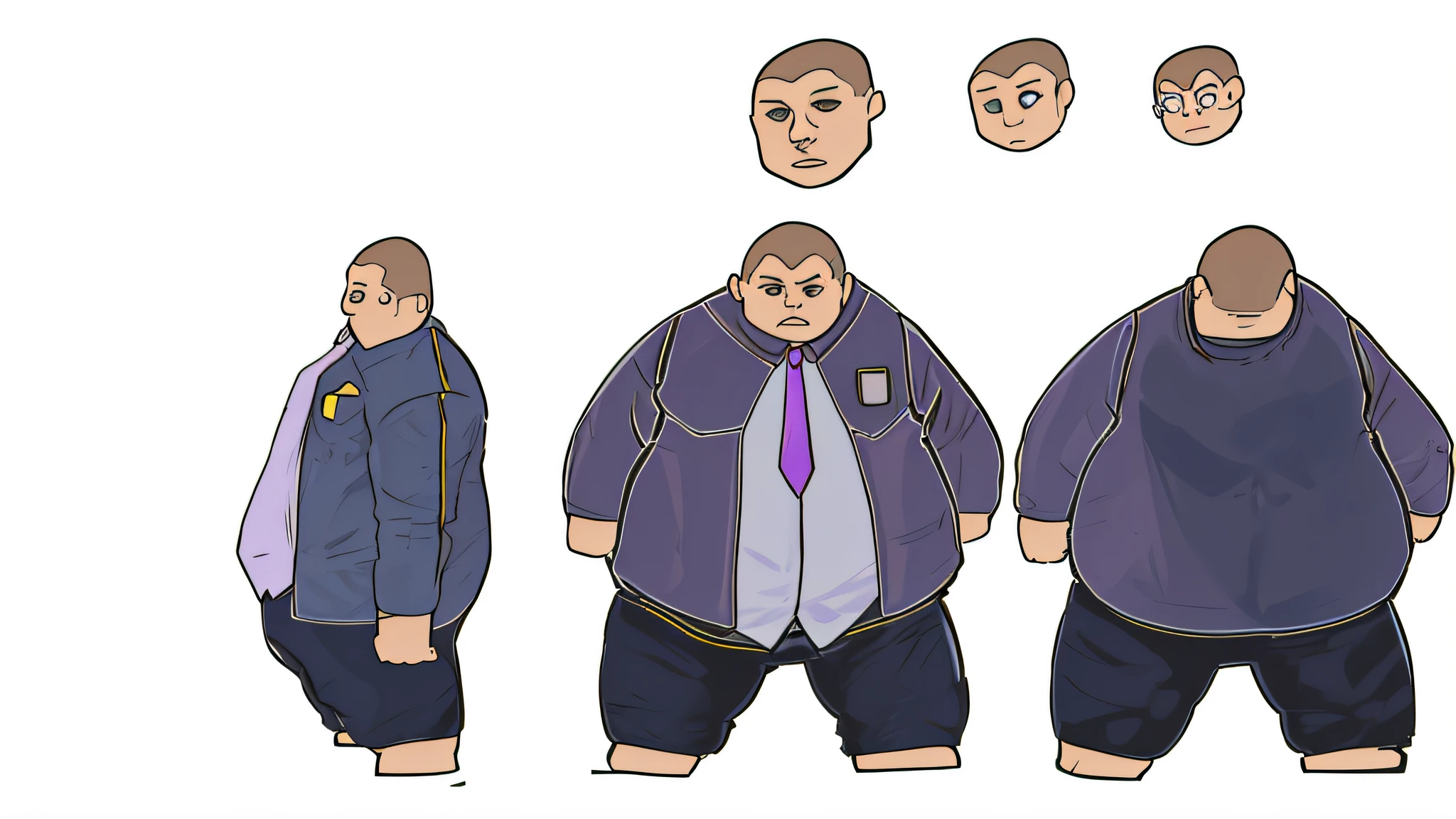 arafed image of a man with a purple tie and a purple shirt, fullbody shot turnaround, character turnaround, full character body, full body character design, full body character concept, character model sheet turnaround, character design police man!!, character design for animation, full body single character, adult character, full body character, single character full body, unrealistic character concept