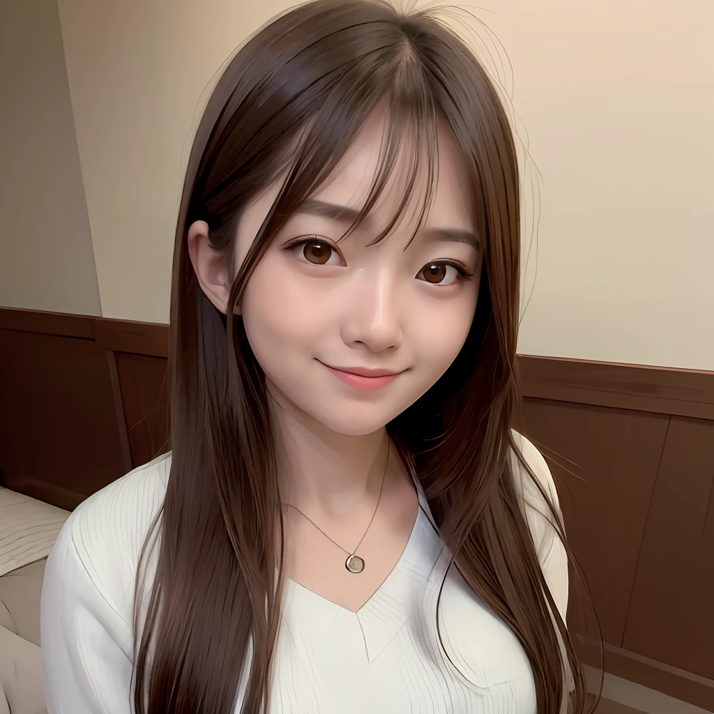 Please create a beautiful girl like Minami Hamabe. It is desirable to have clear skin like hers, her big eyes and soft hair color and texture. An elegant and glamorous atmosphere is also important.Cute age girl in AKB48 uniform, AKB48 Team TP, AKB48 uniform, (masterpiece, top quality: 1.2), ultra-high definition, (photorealistic: 1.4), detailed skin, cinematic lighting , bare-chested, friendly, intelligent, engaging conversation, happy, kind, energetic, cheerful, creative, with glowing eyes and an infectious smile,