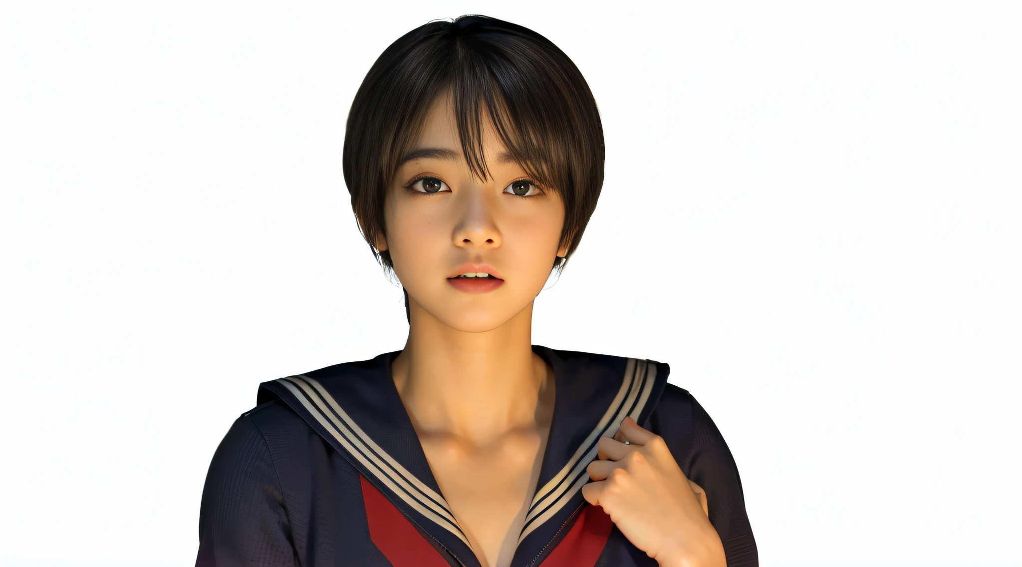 ((Feared face, frightened face)) (8k, highest quality, masterpiece: 1.2), (realistic, photorealistic: 1.37), ultra detail, top quality, ultra high resolution, professional lighting, photon mapping, radiosity, physically based rendering, cinematic lighting, basketball court, depth of field, focusing, sun rays, good composition, (bokeh: 1.2), 1 girl, (full body), ( Mouth Closed), Beautiful Eyes, Pose, Constriction, Basketball Uniform, Black Hair, Unkempt Hair, Long Hair Fluttering in the Wind, (ulzzang-6500:1.2) mix4, hiqcgbody