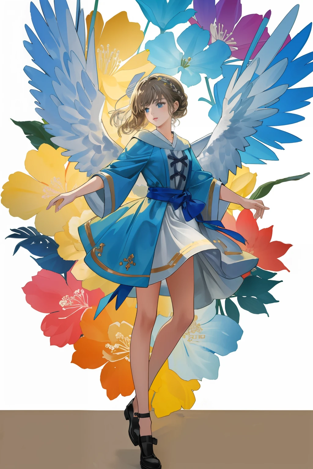 (((best quality))), (((masterpiece))), ((detailed)), (1girl), single, angel, full-body, colorful.