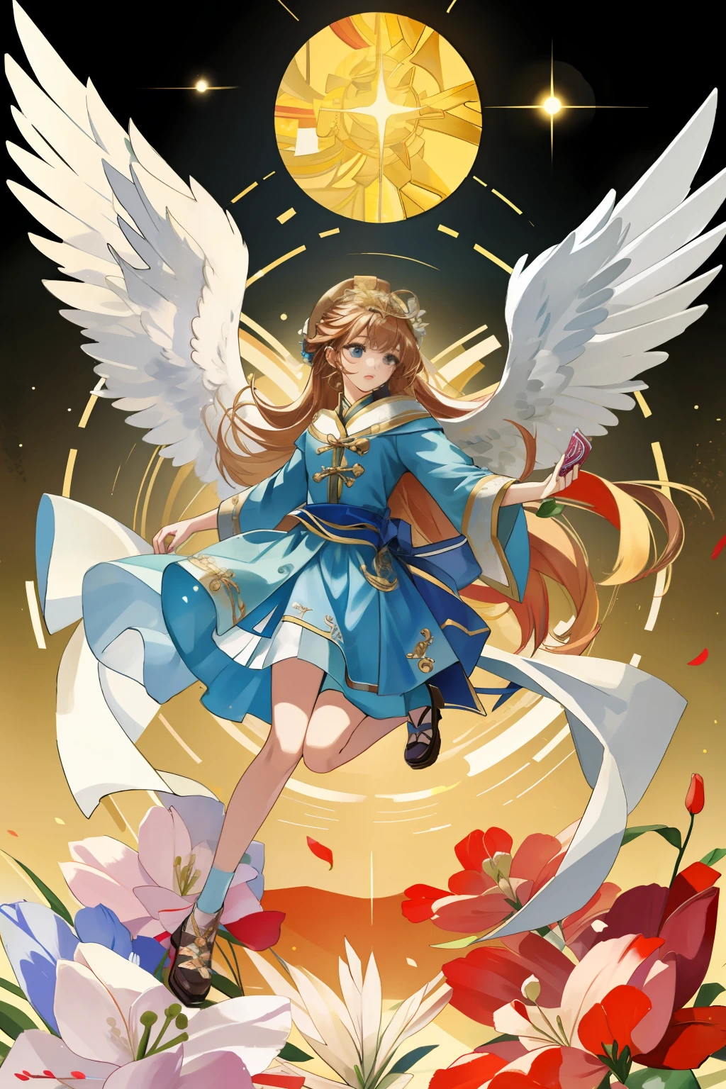 ((best quality)), ((masterpiece)), (detailed),1girl,solo,angel, quan,full body,colorful,
