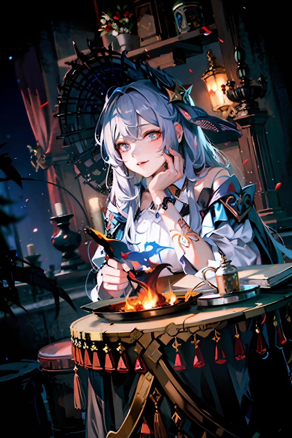 Devil, Shadow, Dark Girl, Dark Brainwash, Fantasy, Gorgeous, Fire, Stars, Fireplace