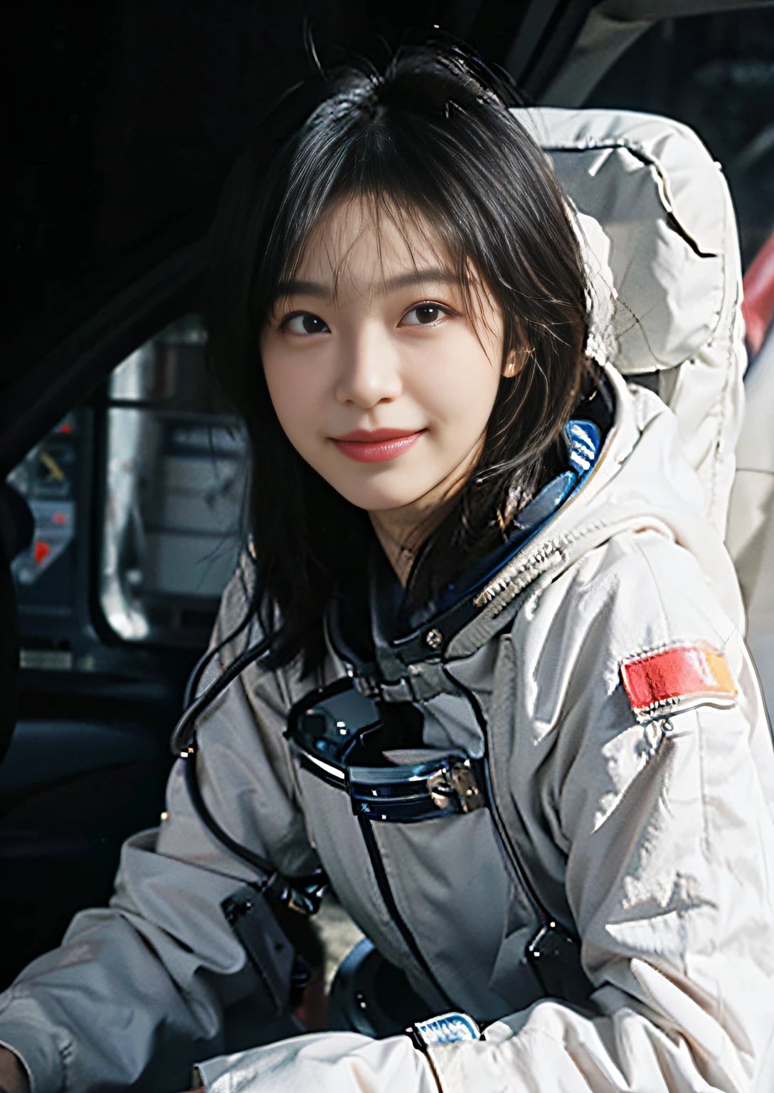 Best Quality, Ultra High Resolution, (Realism: 1.4), Depth of Field, Beautiful Face, (PureErosFace_V1: 0.8), | | 1girl, medium breast, innocent smile, natural makeup, | | | Model pose, | | (Spacesuit: 1.5), Exquisite Design, | | Space background, stars_\(sky\), moonlight, night, | |