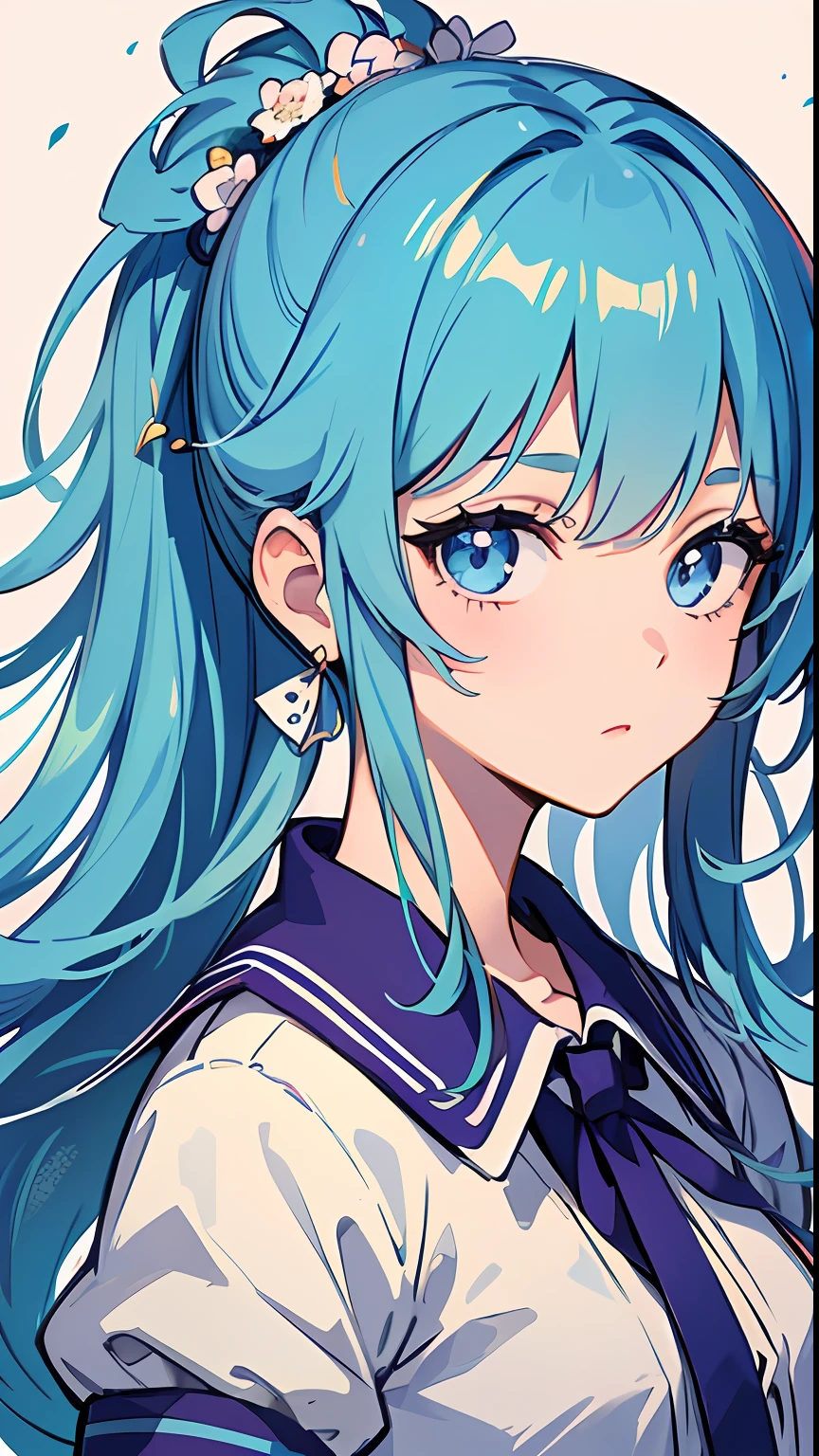 (masterpiece), (best quality), (ultra detailed),(disheveled hair),(illustration), (1girl), (Fashionable clothing), standing, Fashion model, looking at viewer, (interview), (simple background),beautiful detailed eyes, delicate beautiful face, Floating,(high saturation),(colorful splashes),colorful bubble,(shining), focus on face, ponytail, kamisato ayaka, light blue hair, bangs, hair ring, floating flowers, floating hairs, (shining), best lighting, best shadow,