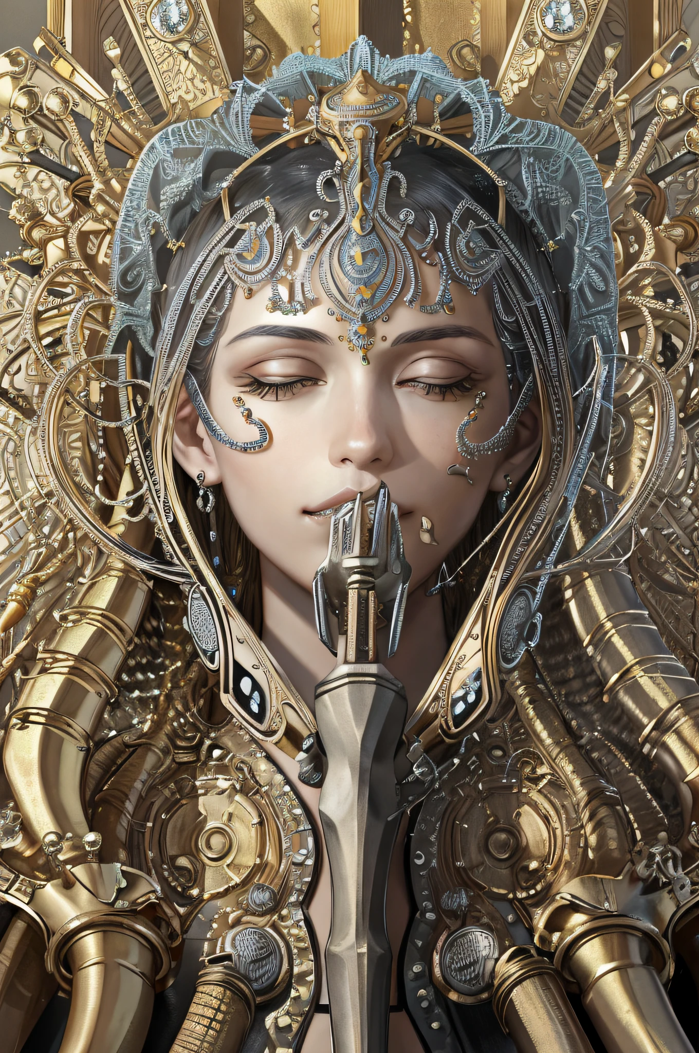 (Masterpiece, Top Quality, Best Quality, Official Art, Beauty and Aesthetics: 1.2), (1girl: 1.3), Very Detailed, (Fractal Art: 1.1), (Color: 1.1), Most Detailed, (Zentangle: 1.2), (Dynamic Pose), (Abstract Background: 1.5), (Shiny Skin), (Multiple Colors: 1.4), (Earrings: 1.4),