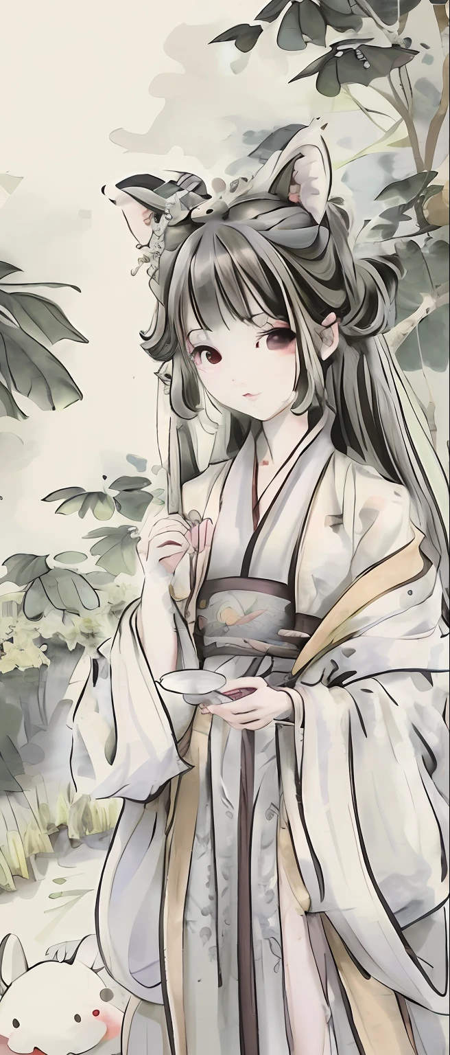 ((4k,masterpiece,best quality)), shuimobysim, traditional chinese ink painting, lotus,  hanfu, maxiskit, dress conservatively
1 boy, solo, white hair, fox ears, white,  fish, many fish near boy, look at viewer, tease,onee-shota,