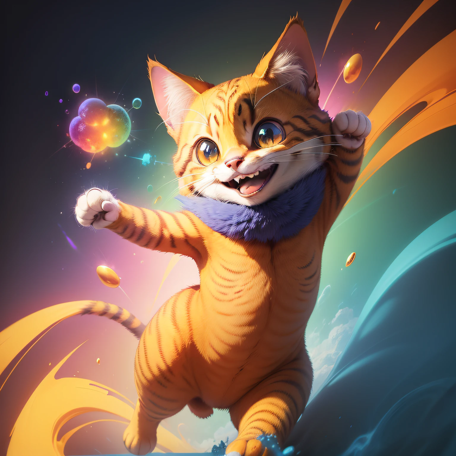 Um filhote de gato, (((sorrindo))), (((atomically correct))), Color Field painting, Conceptual art, high detail, Contemporary art, masterpiece, UHD, ccurate