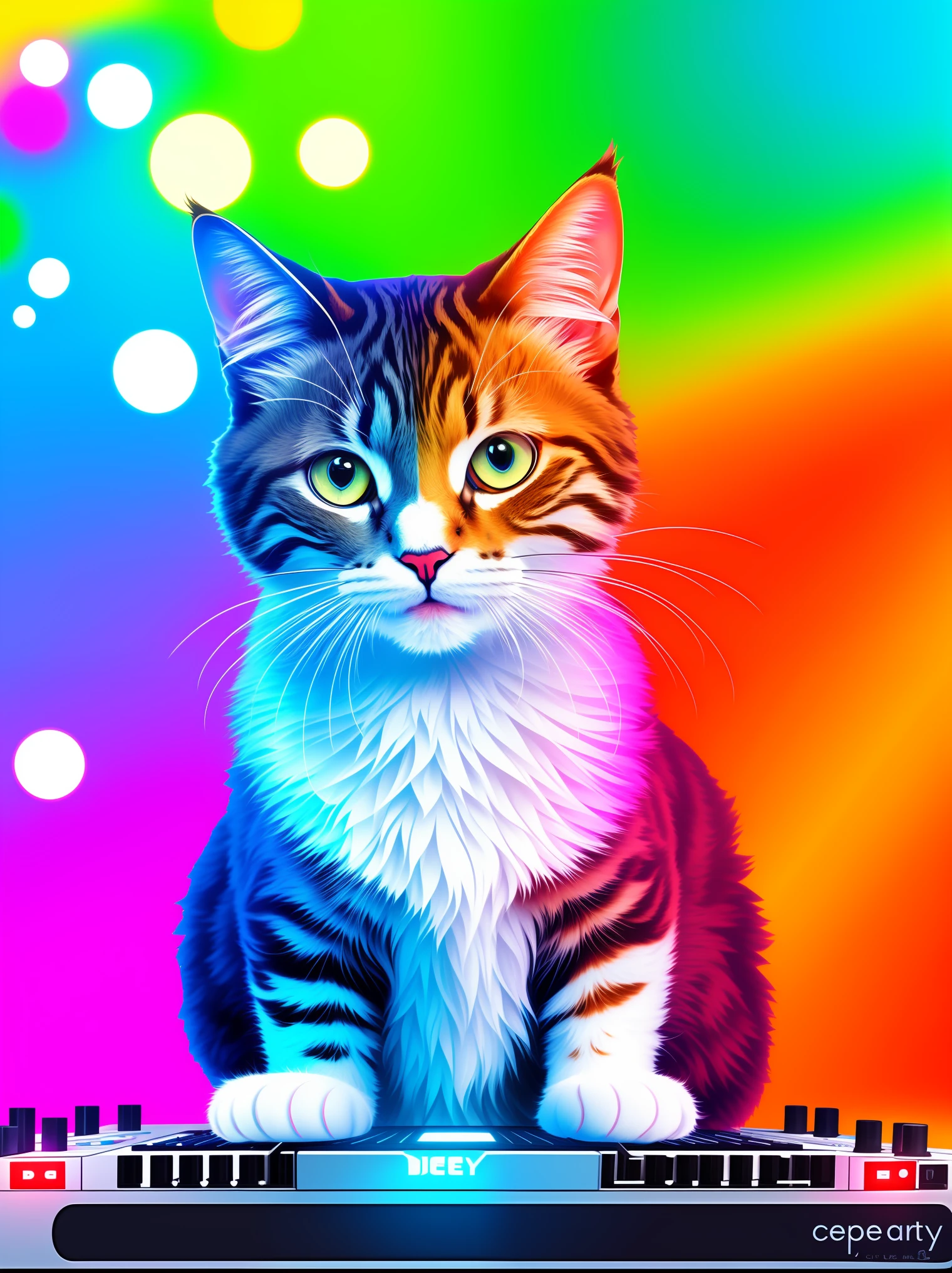 Create a deejay cat image for prints