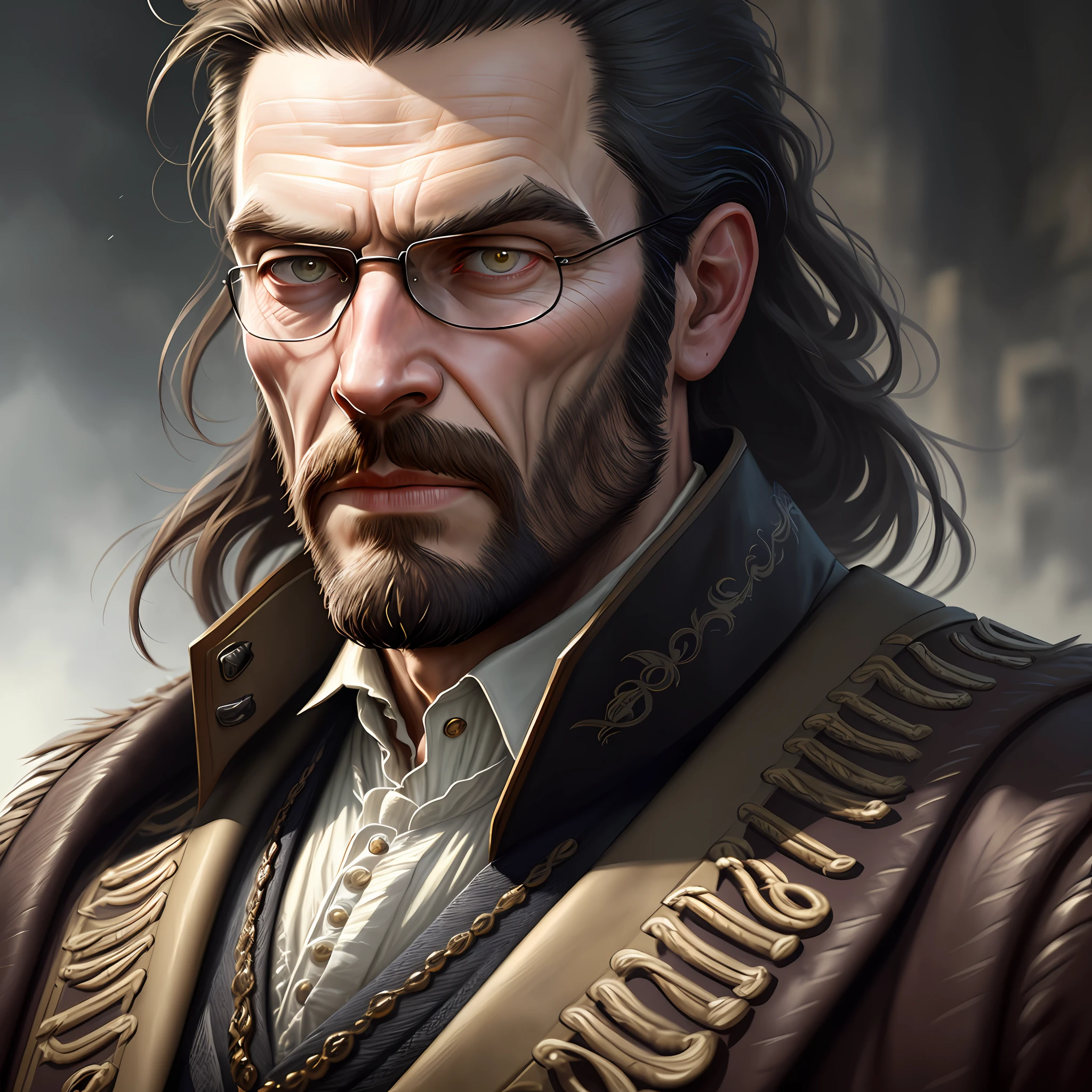 portrait of a rugged 19th century man with mutton chops in a jacket, victorian, concept art, detailed face, fantasy, close up face, highly detailed, cinematic lighting, digital art painting by greg rutkowski