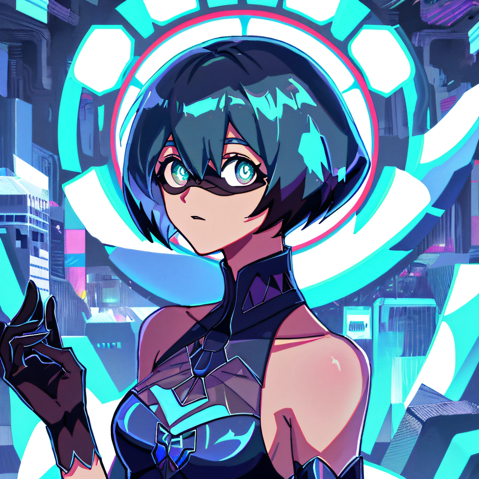 phosphophyllite, phos, Michiru Kagemori, short_hair, shiny_hair, portrait, robe, intricate, detailed, cyberpunk, welcome screen, swirling background