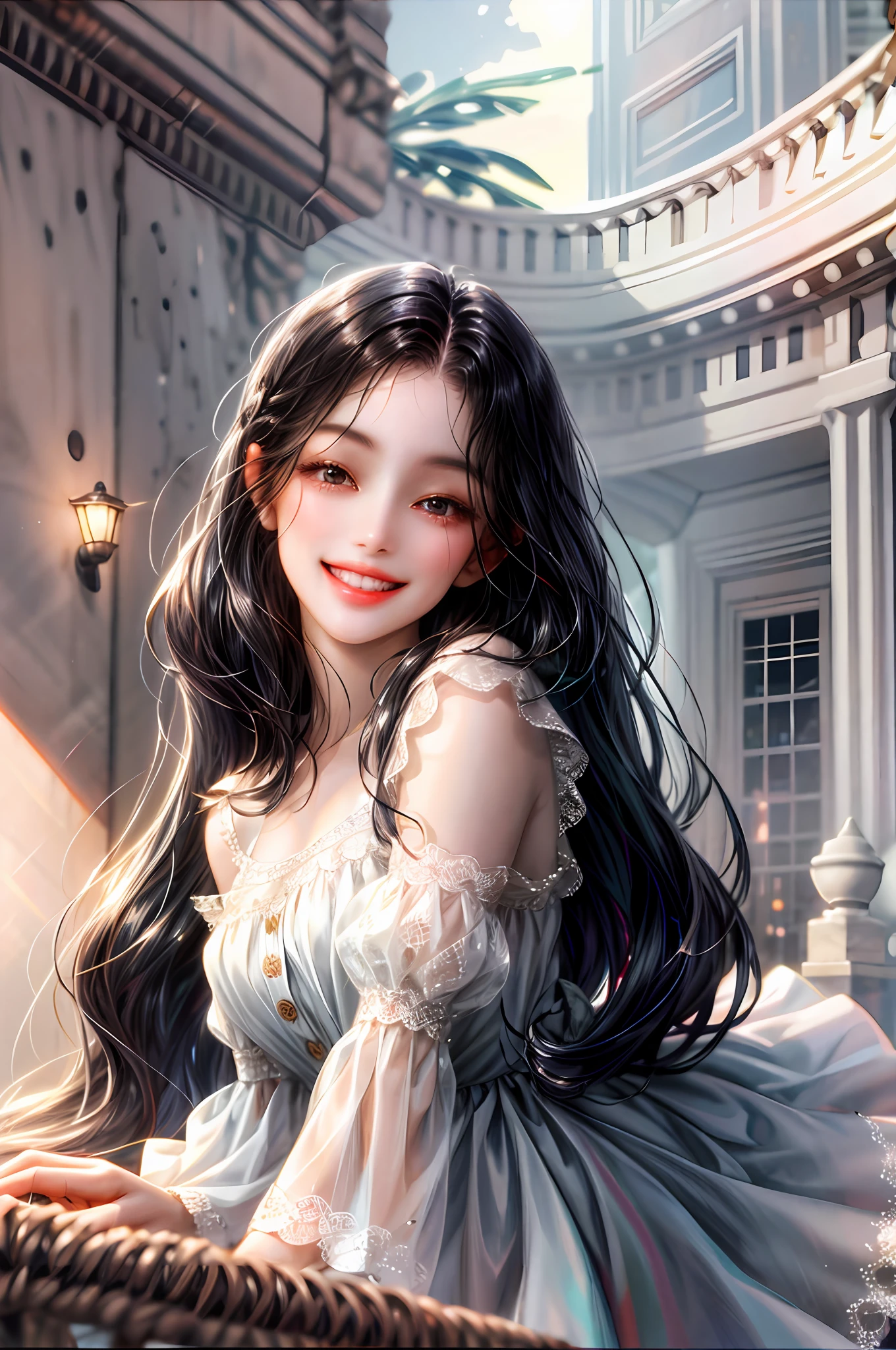 Long dark black hair doll in love help,brave and flirtatious, free,smiling lovingly