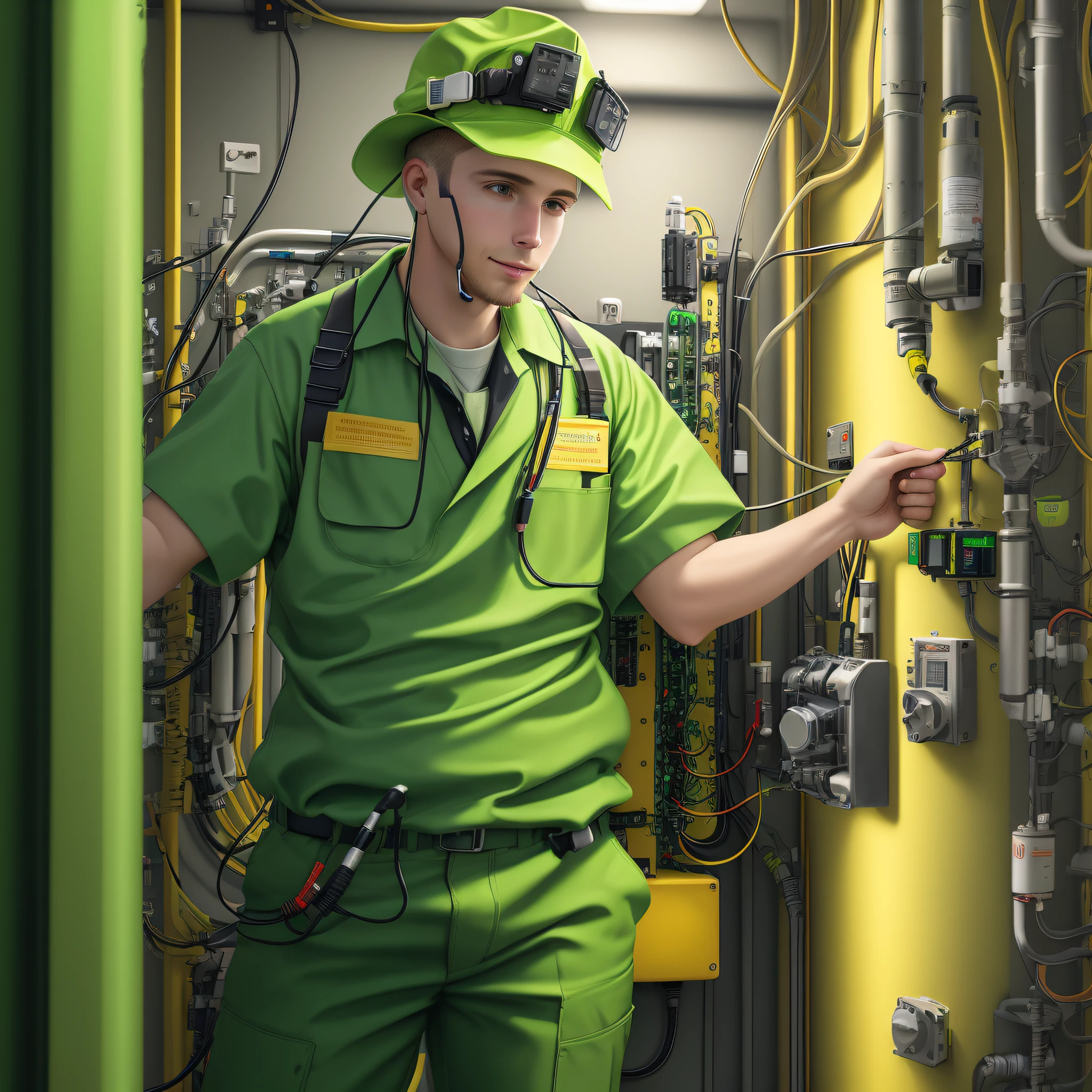 Technician in Safety at Work Green Clothing