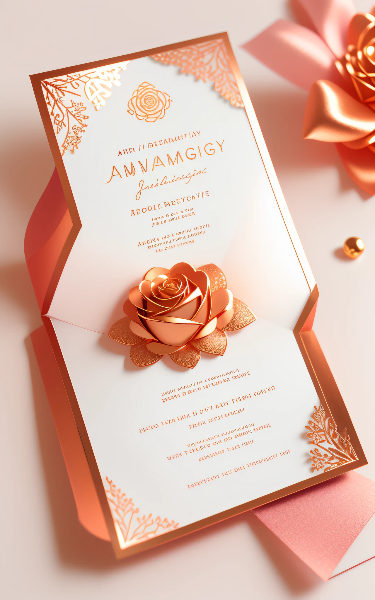 Develop an engagement invitation, set for August 27 at 12:00, with a rose gold theme.