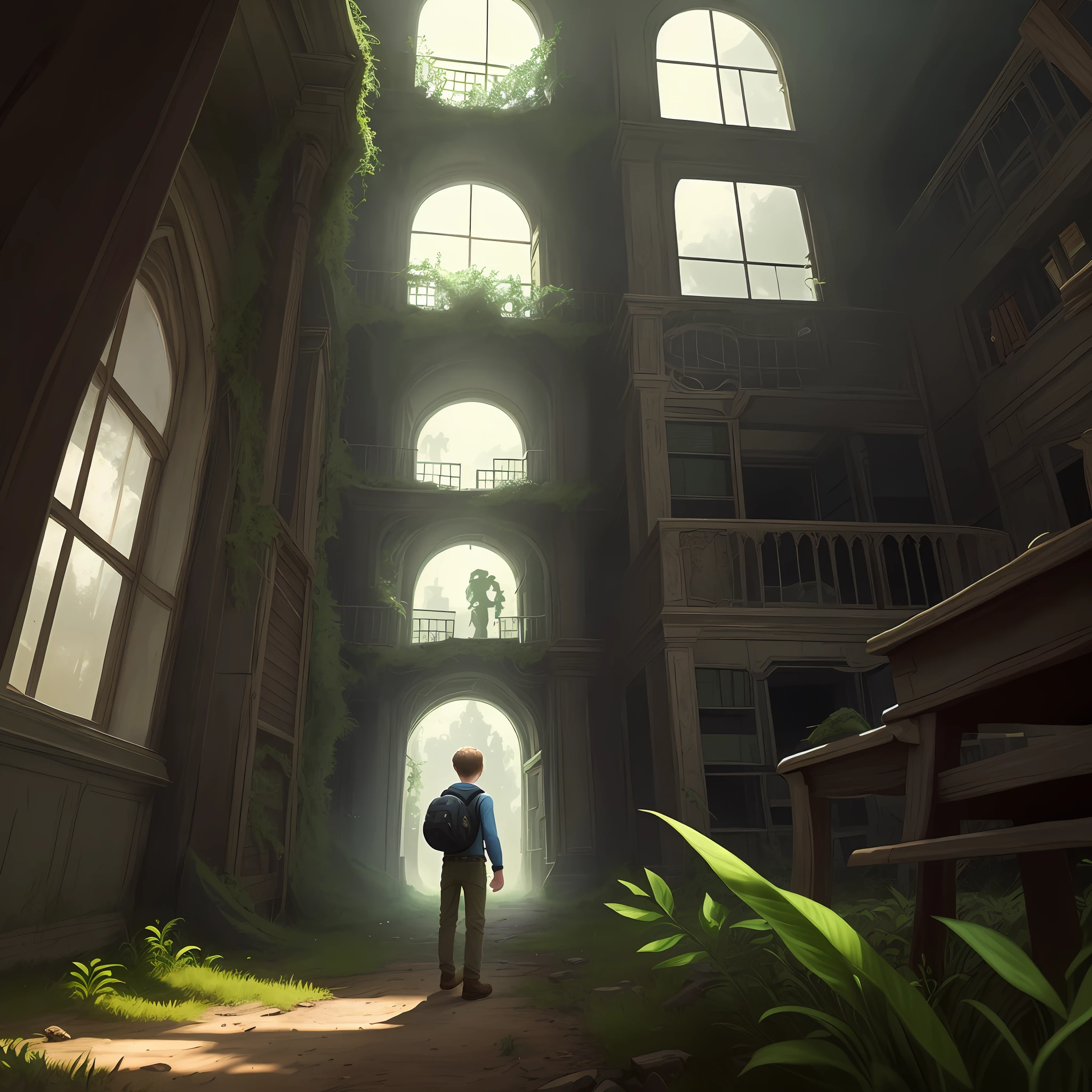 Chapter 1: The Discovery of the Portal
Once upon a time, in a small town called Green Village, there was a young man named Luke. Lucas was a curious and adventurous at heart, always in search of thrills and mysteries. One day, while exploring an old abandoned library, he found a dusty book hidden on a secret shelf.