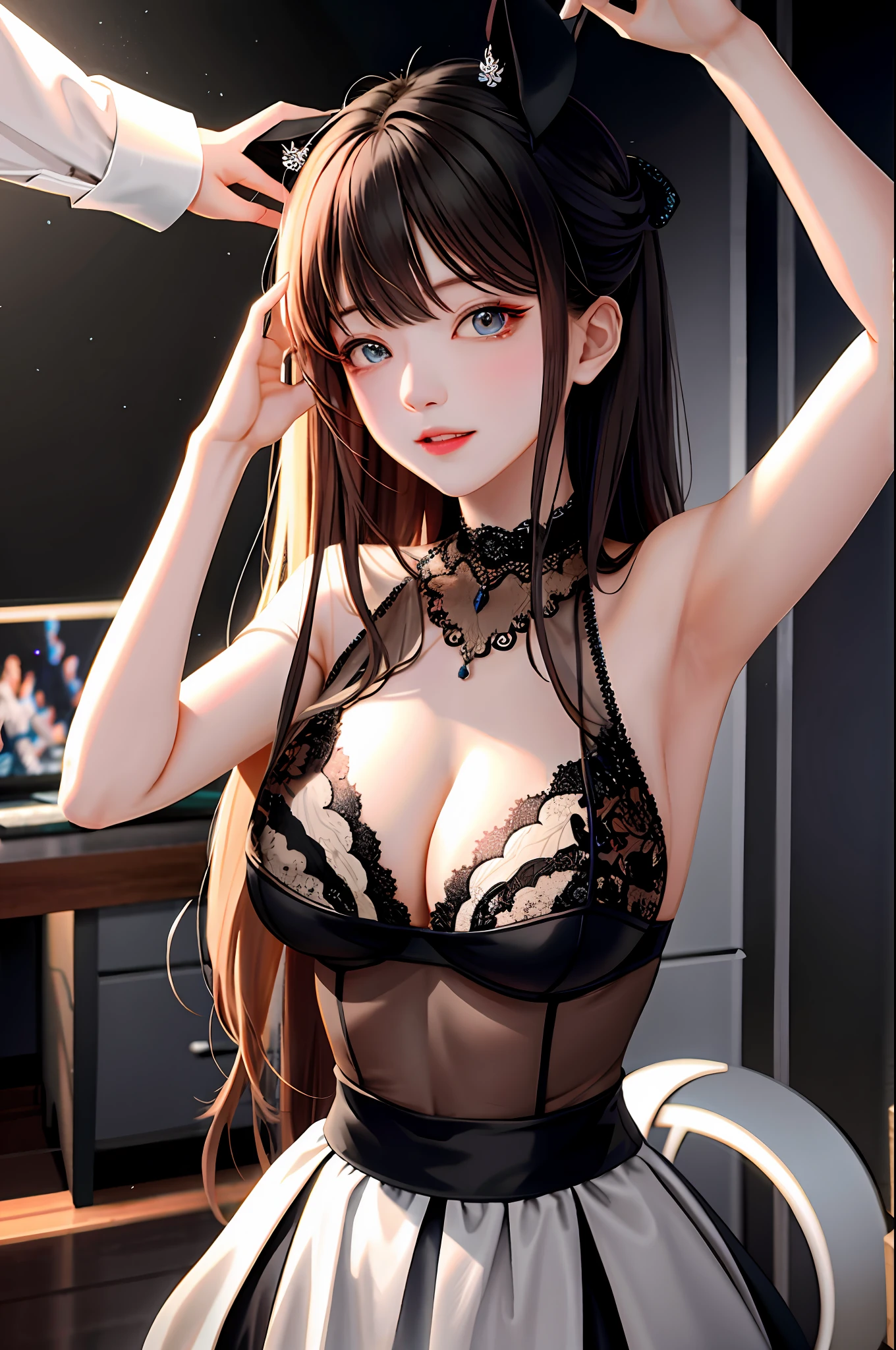 nsfw:1.5,masterpiece, best quality, high quality, High definition, High quality texture, High quality shadow, high detail, beautiful detailed, finely detailed, 极其详细的cg，详细的纹理，逼真的面部表现，逼真，多彩， delicate, Cinematic Light, sidelighting, Lens Flare, Ray tracing, sharp focus, (1girl, __focus__:1.3), (intricate details, makeup, PureErosFace_V1:0.5), (detailed beautiful deface_face, detailed beautiful disease eye, 一张完美的脸比例，高细节皮肤，细节皮肤，四指和一拇指的最佳比例，双臂在胸下，中等大乳房，宽臀部，光滑的腹部，皮肤和薄，__fashion__，__hair__：1.3），__location__，