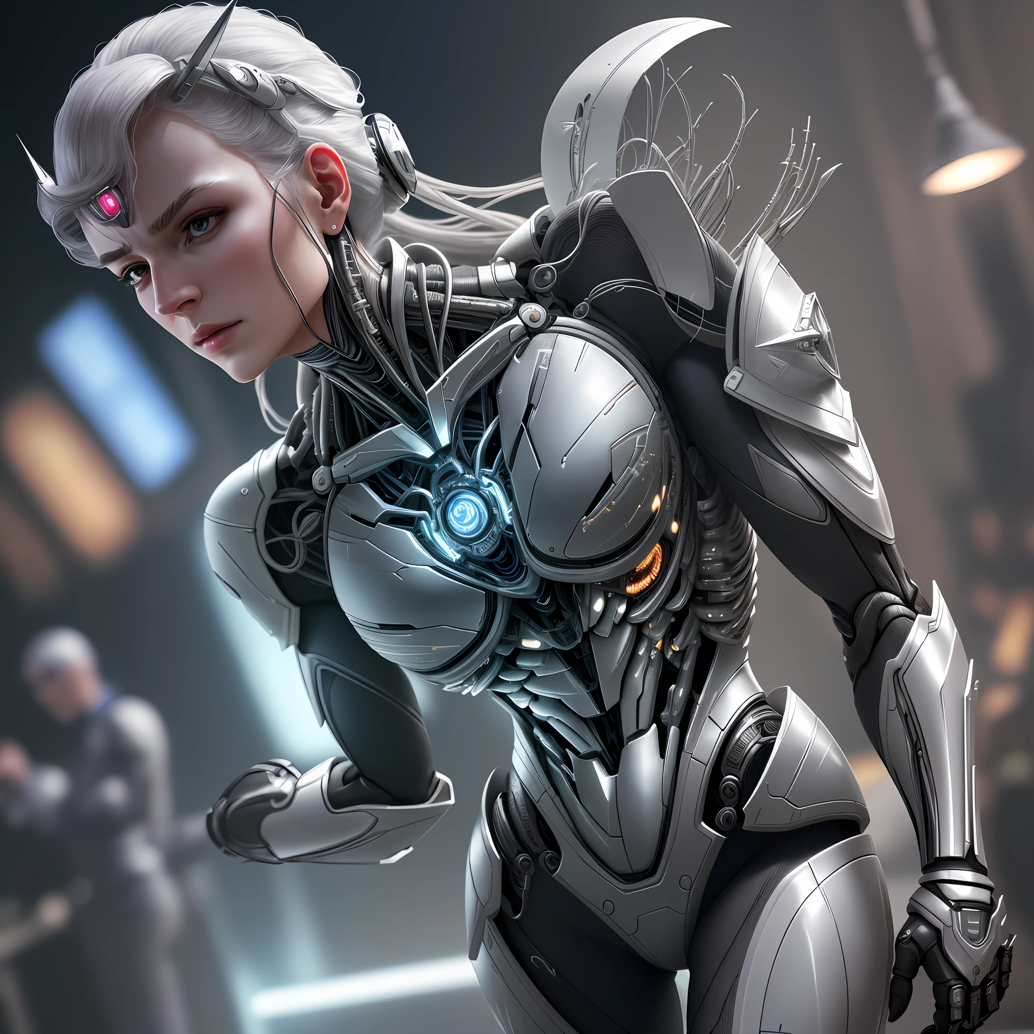 ultra detailed complex 3d render of a beautiful porcelain profile man android top, mouth closed, cyborg justice league, robotic parts, 150 mm, beautiful soft studio light, rim light, vibrant details, luxurious cyberpunk, lace, hyper-realistic, anatomical, facial muscles, cable electric wires, microchip, elegant, beautiful background, octane rendering, HR Giger style, 8k, best quality, masterpiece, illustration, extremely delicate and beautiful, extremely detailed, CG, unit, wallpaper, (realistic, photorealistic: 1.37) , Incredible, fine details, masterpiece, best quality, official art, 8k unit wallpaper CG extremely detailed, absurd, incredibly absurd, robot, silver helmet, full body,