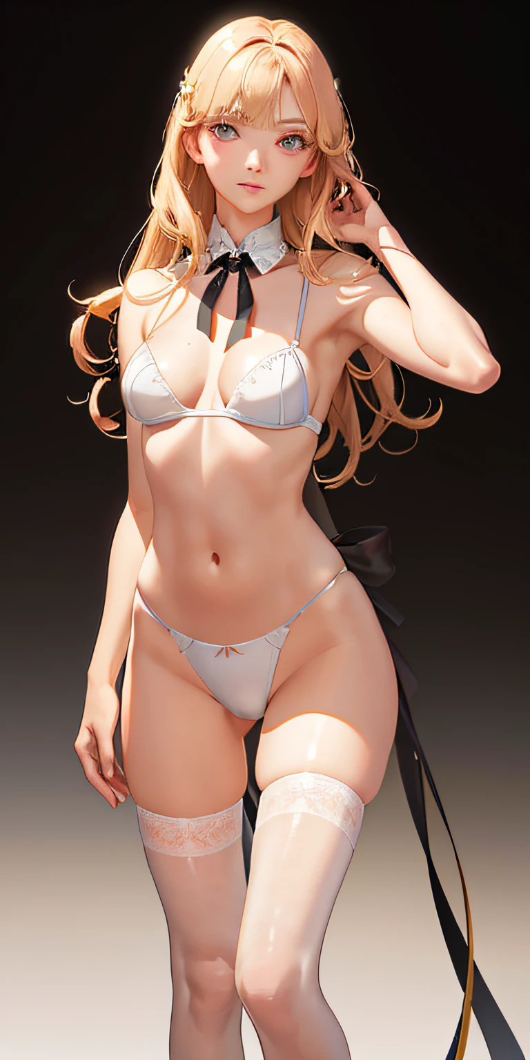 (photorealistic:1.4), (masterpiece, sidelighting, finely detailed beautiful eyes: 1.2), masterpiece*portrait, realistic, 3d face, glowing eyes, shiny hair, lustrous skin, solo, embarassed, (midriff), Peach-colored underwear, blonde hair,nude, I am not wearing any underwear.
I am wearing stockings that cover my entire body from the neck to the ankles, but the stockings are made of an extremely thin material, so almost all of my skin is visible through them., ultra high res, best quality, Ultra detailed, beautiful