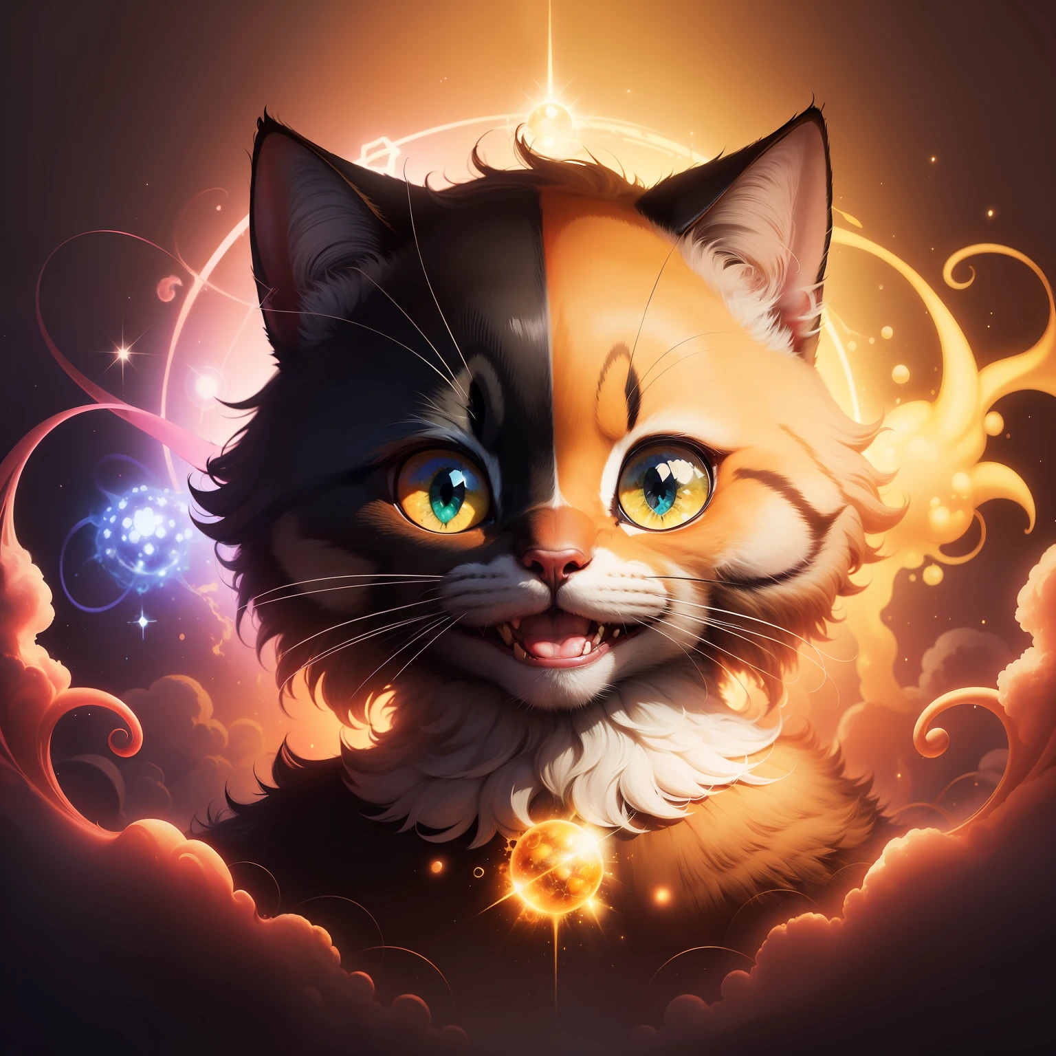 Um filhote de gato, ((adorável)), (((sorrindo))), (((atomically correct))), Color Field painting, rococo style, high detail, Conceptual art, Pop art, masterpiece, UHD, ccurate