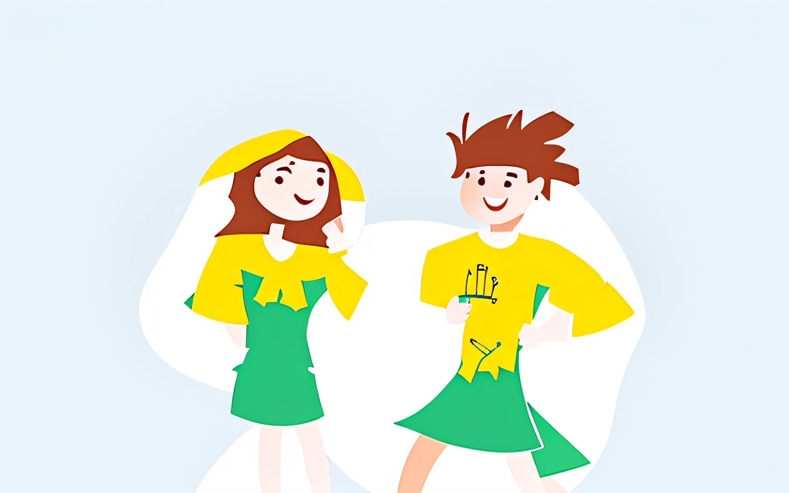 cartoon drawing of a man and woman standing next to each other, wearing a dress, drawn in microsoft paint, badly drawn, two women, couple, wearing dresses, lol, medium shot of two characters, two people, wearing a long dress, simple cartoon, two characters, r /art, r / art, r/art, man and woman, both laughing