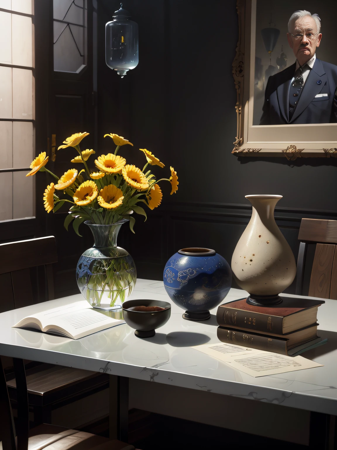 there is a lot of in a vase on a table, behind there is a concrete wall, still life photography, by Anne Dunn, by Gerard Seghers, by Carl Rahl, by Yasushi Sugiyama, by Jan Pyna, oil painting, impresionist