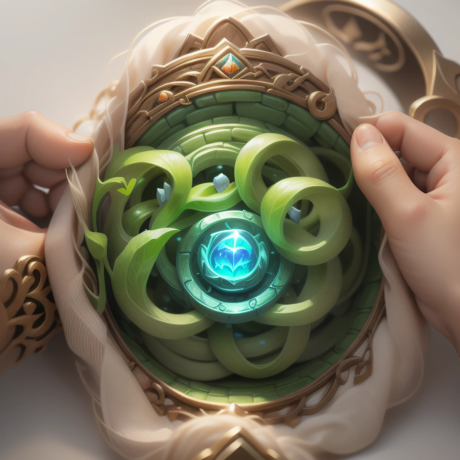 {Intricate magic ring made of small elf fairies } , runes of power, game icon (masterpiece)