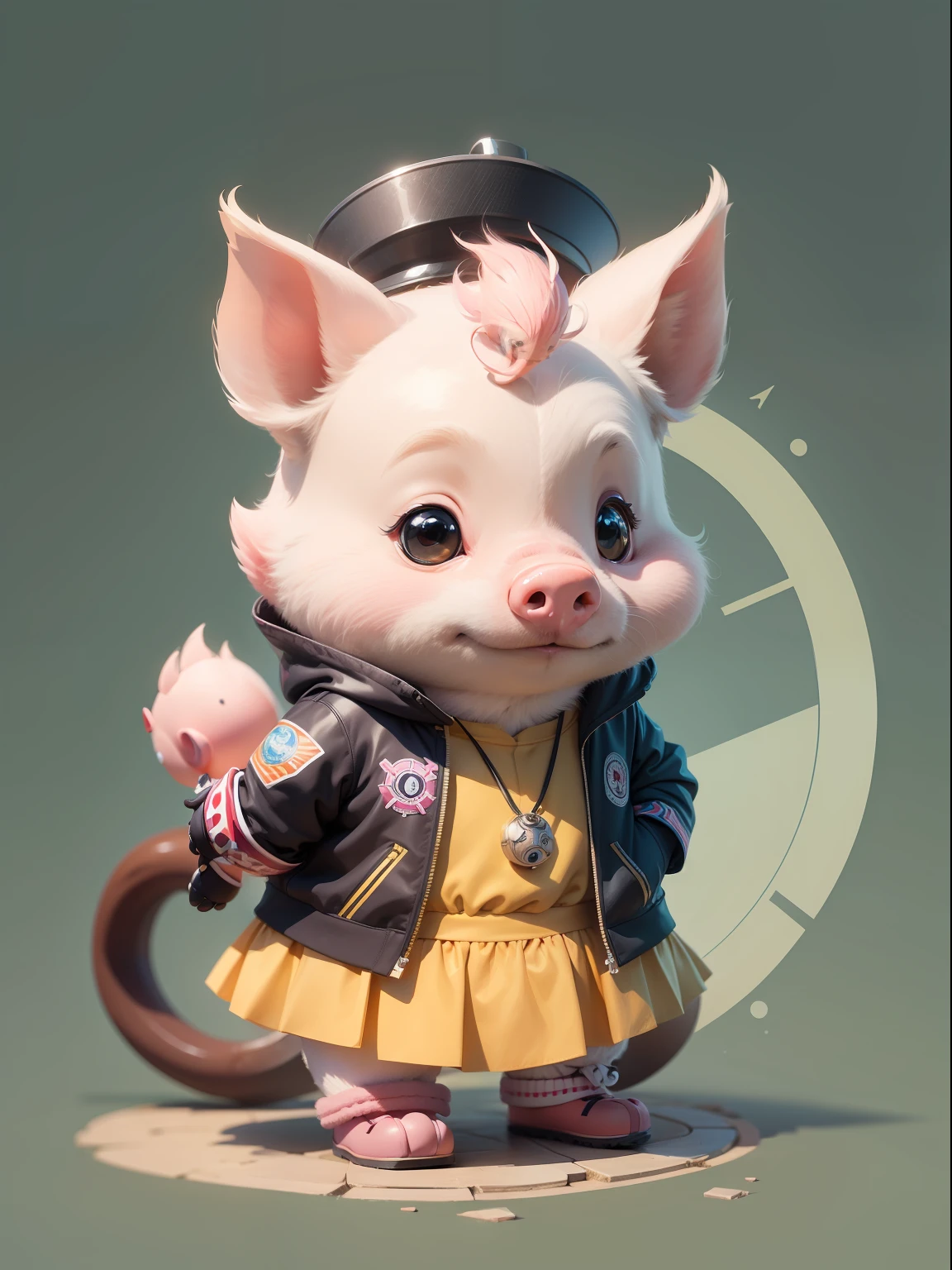 Mascot, with cultural characteristics, distinctive characteristics, rich connotation City IP has unique creativity and design, in line with the characteristics of the times: with anthropomorphic characteristics, cute image, great affinity and communication, piglet, anime, contemporary art, UHD