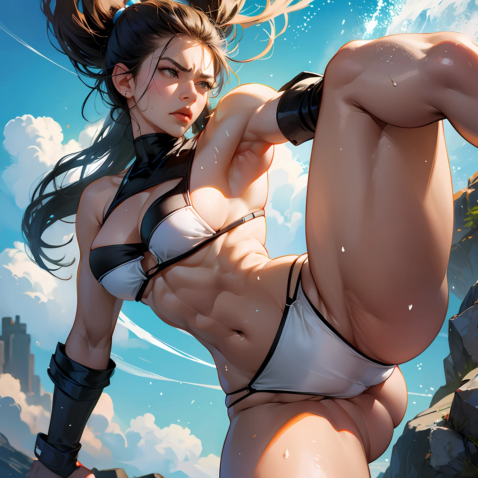 micro bikini, tall, muscular, sweat, smell, whip, high quality, angry face, beauty, fantasy, full body, color, high resolution, mom, --auto --s2