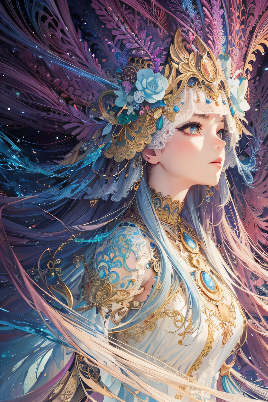 (masterpiece, top quality, best quality, official art, beautiful and aesthetic:1.2), (1girl), extreme detailed,(fractal art:1.3),colorful,highest detailed,huge boobs
