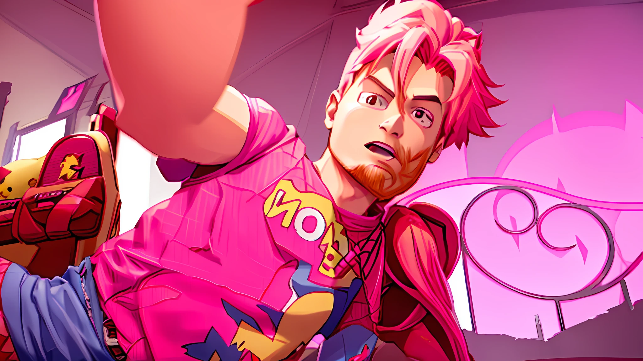 I long hair pink pink lingerie I with a red school backpack on the back I want Son Goku next to me spider-man Batman superman Pikachu I'm in Japan Tou at Japanese school in Tokyo